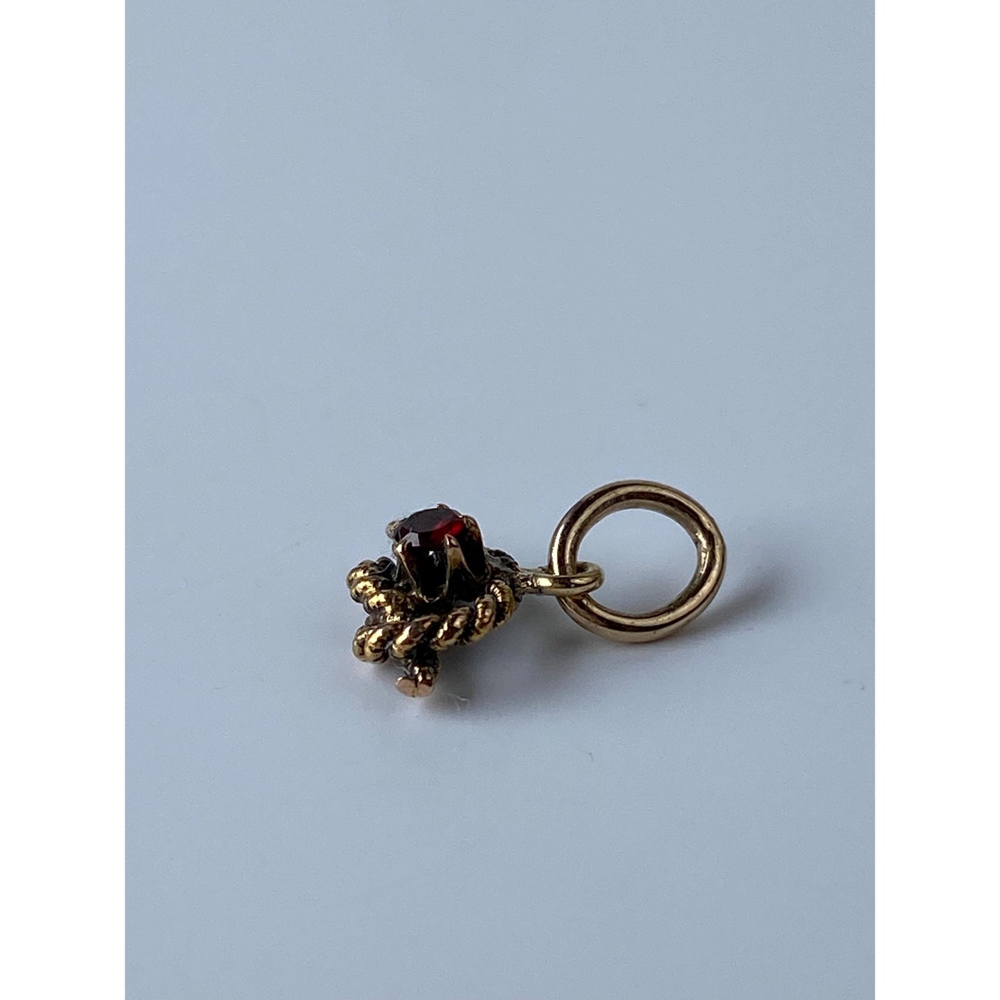 Vintage Solid 14k Yellow Gold Red Cubic Zirconia Rope Knot Stick Pin Conversion Charm