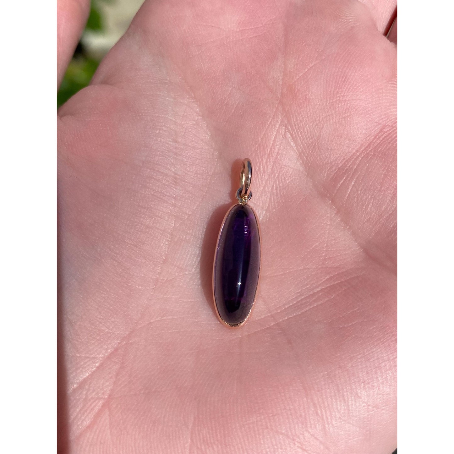 Vintage Solid 14k Rosey Gold Amethyst Cufflink Conversion Charm