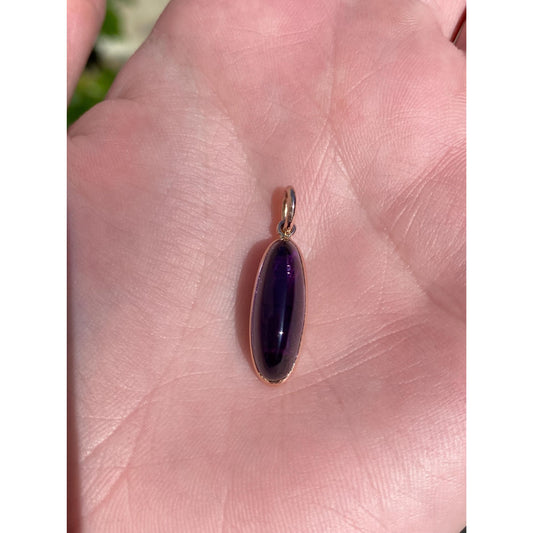 Vintage Solid 14k Rosey Gold Amethyst Cufflink Conversion Charm
