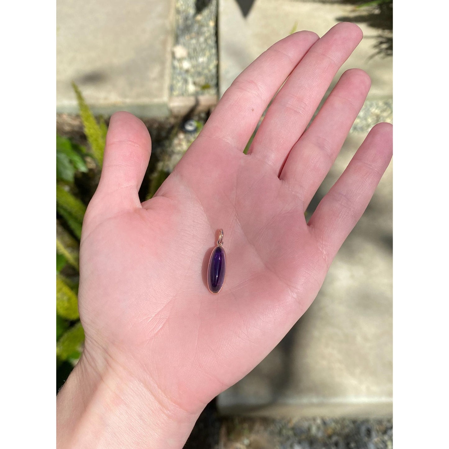 Vintage Solid 14k Rosey Gold Amethyst Cufflink Conversion Charm