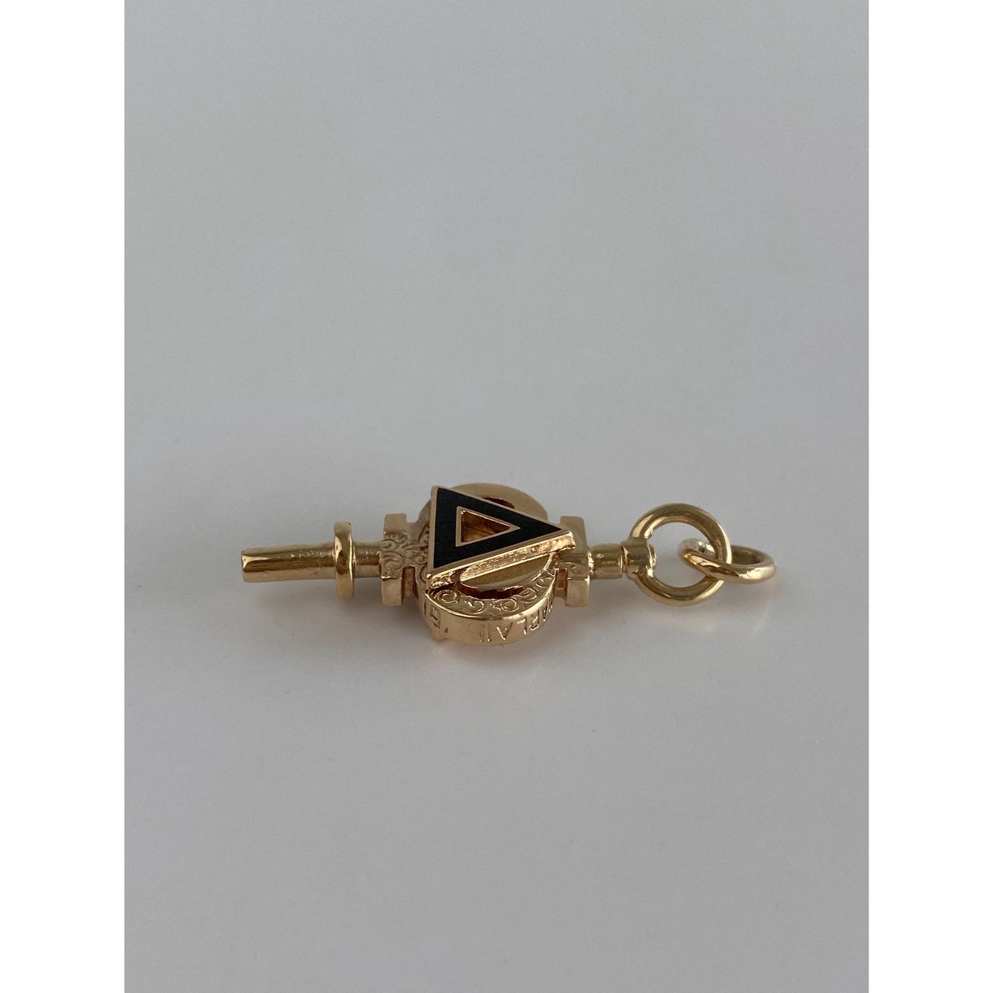 Vintage Solid 10k Yellow Gold Black Enamel Key Charm