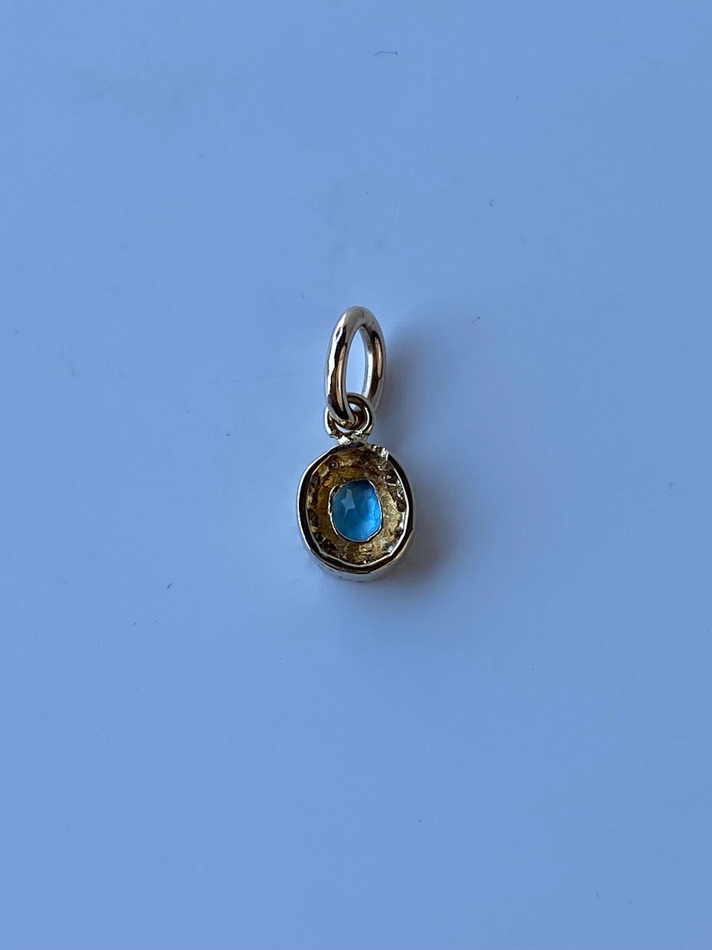 Solid 14k Yellow Gold Little Topaz & Diamond Charm