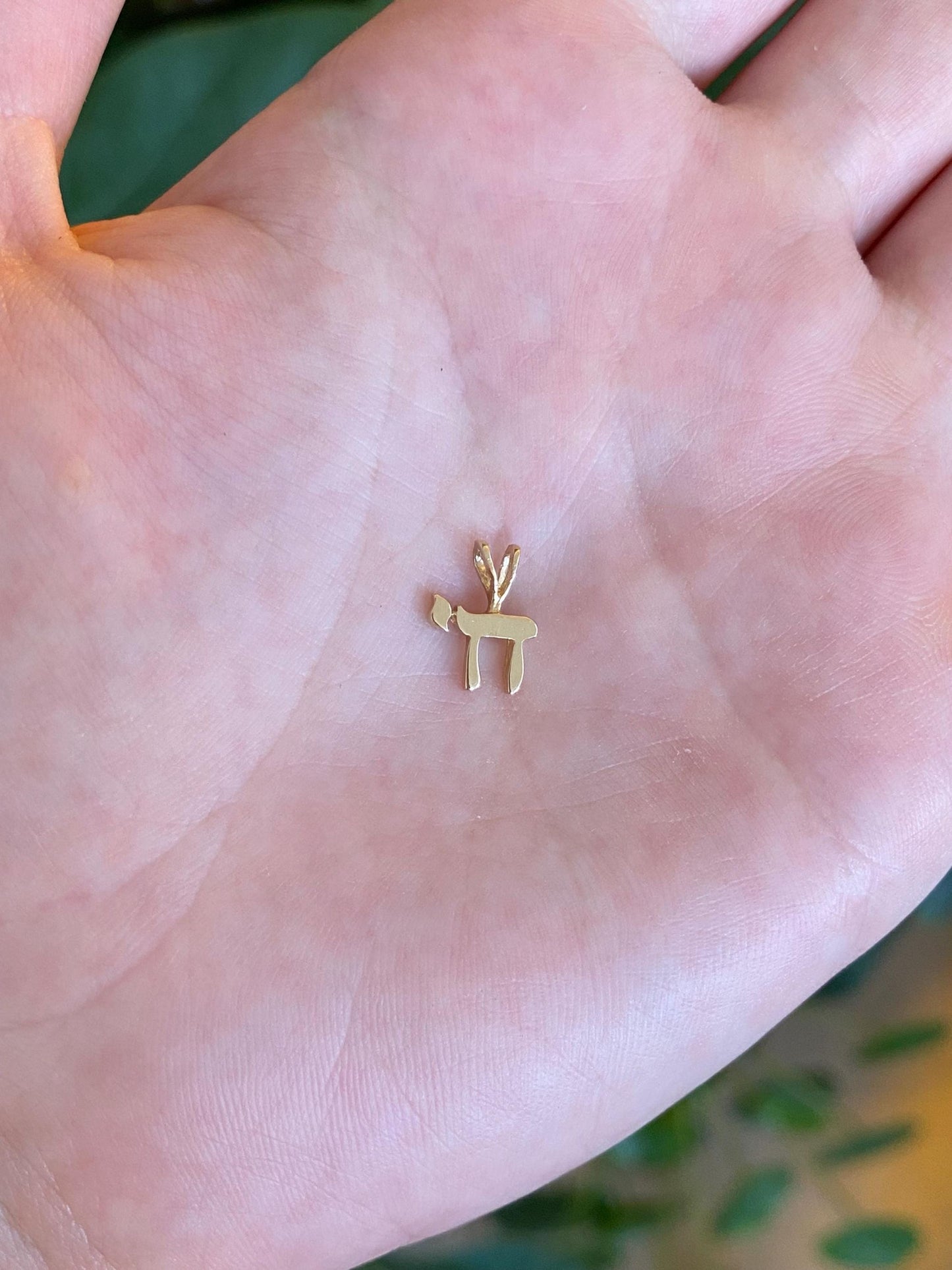 Vintage Solid 12k Yellow Gold Chai Symbol Charm