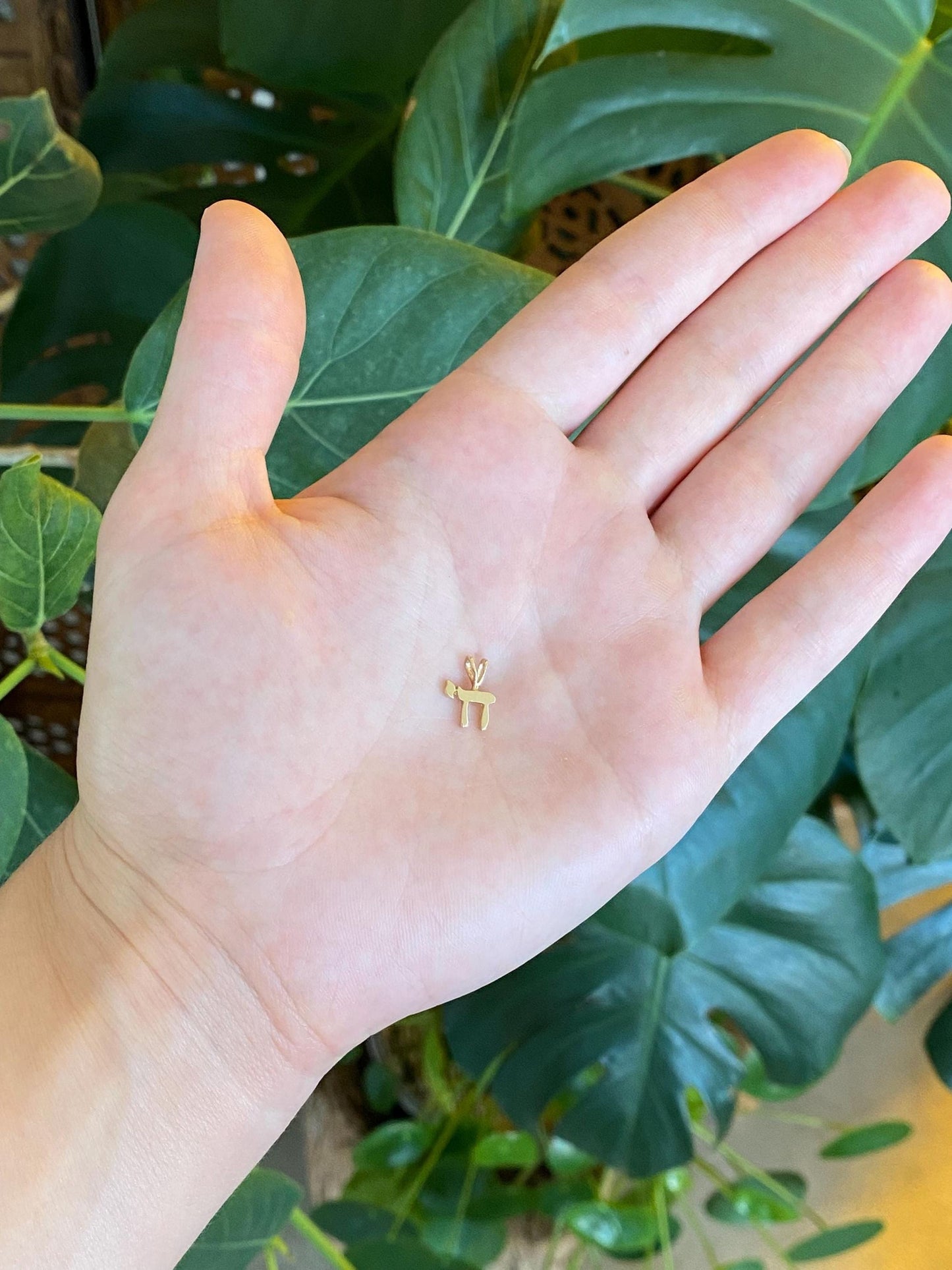 Vintage Solid 12k Yellow Gold Chai Symbol Charm