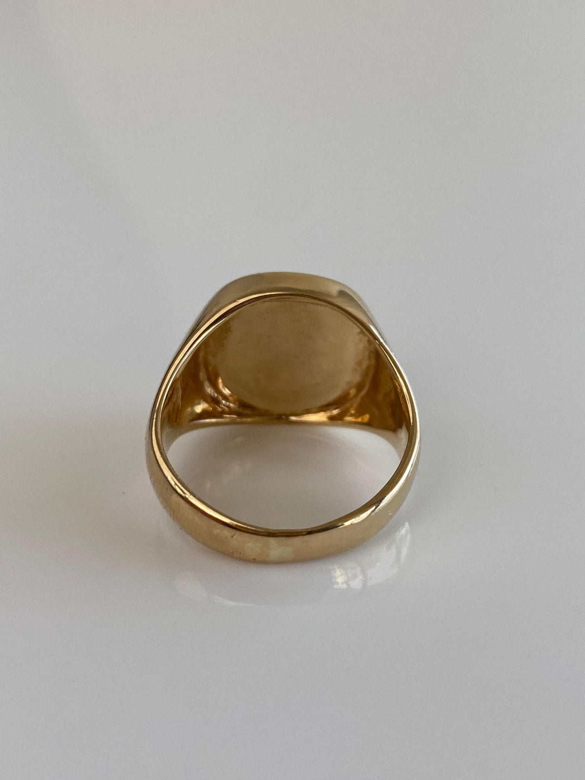 Vintage Solid 14k Yellow Gold Black Onyx Inlay Signet Ring - Size 8