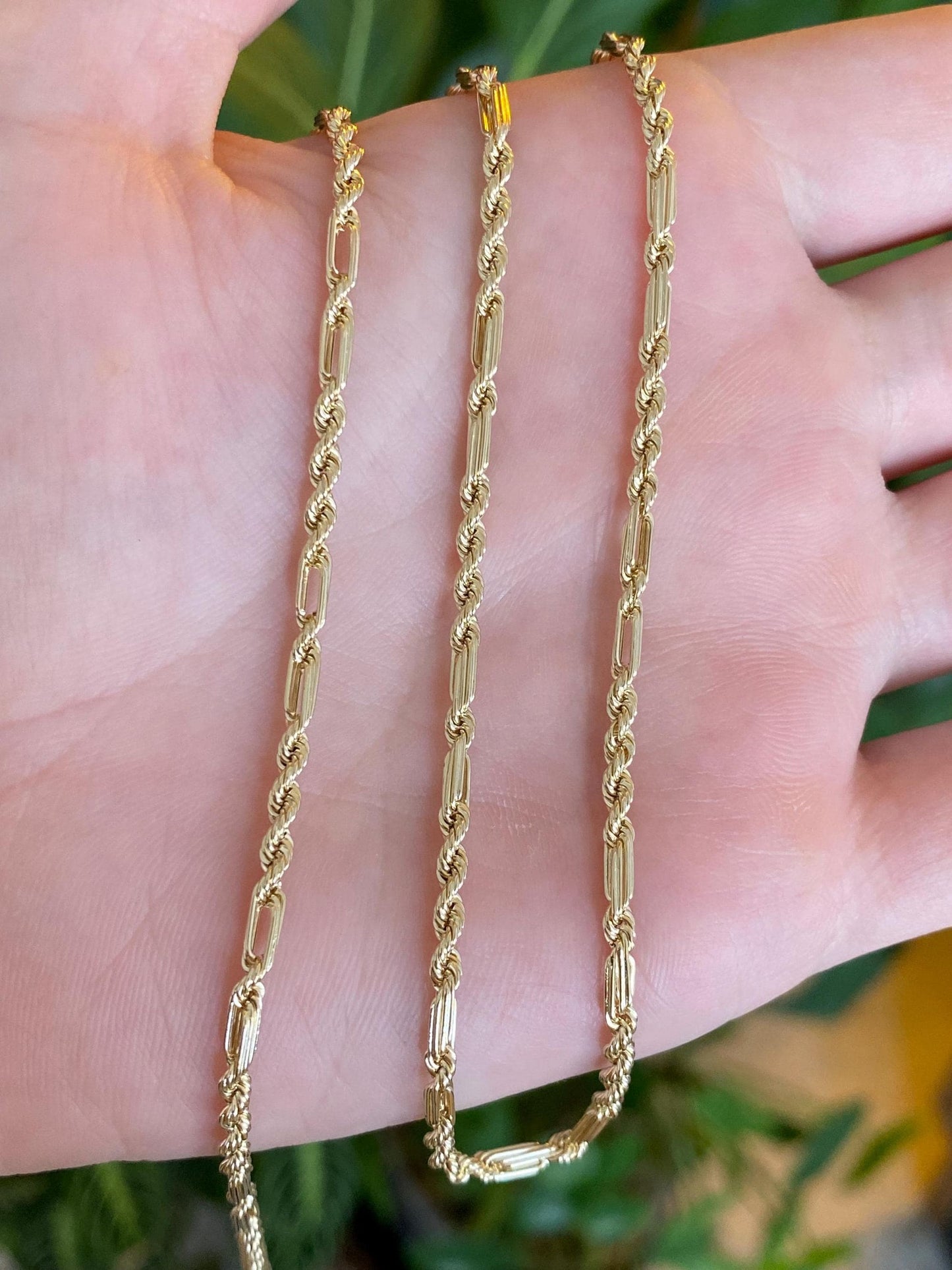 Vintage 14k Yellow Gold Fancy Figaro Rope Chain Necklace - 22 inches