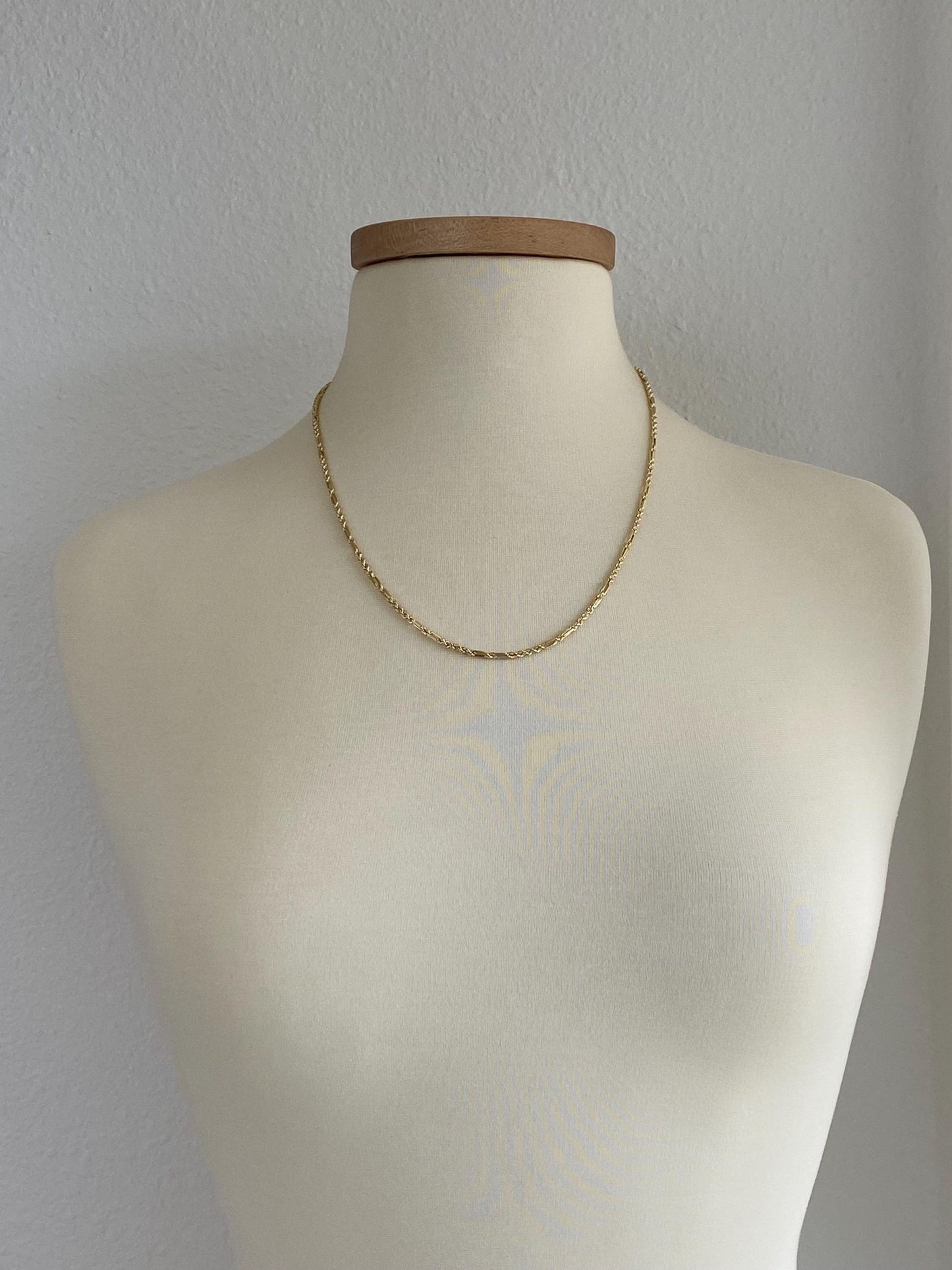 Vintage 14k Yellow Gold Fancy Figaro Rope Chain Necklace - 22 inches