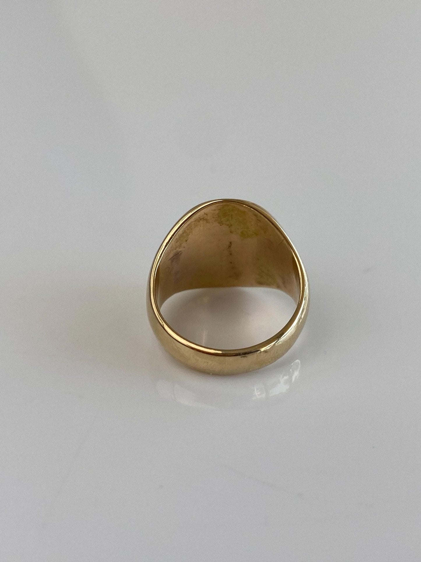 Vintage Solid 14k Yellow Gold Diamond Cut Initials 'LB' Signet Ring - Size 5