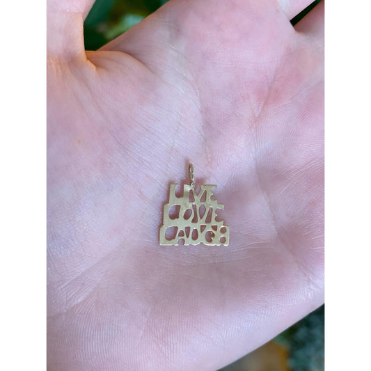 Vintage Solid 14k Yellow Gold Live Laugh Love Charm