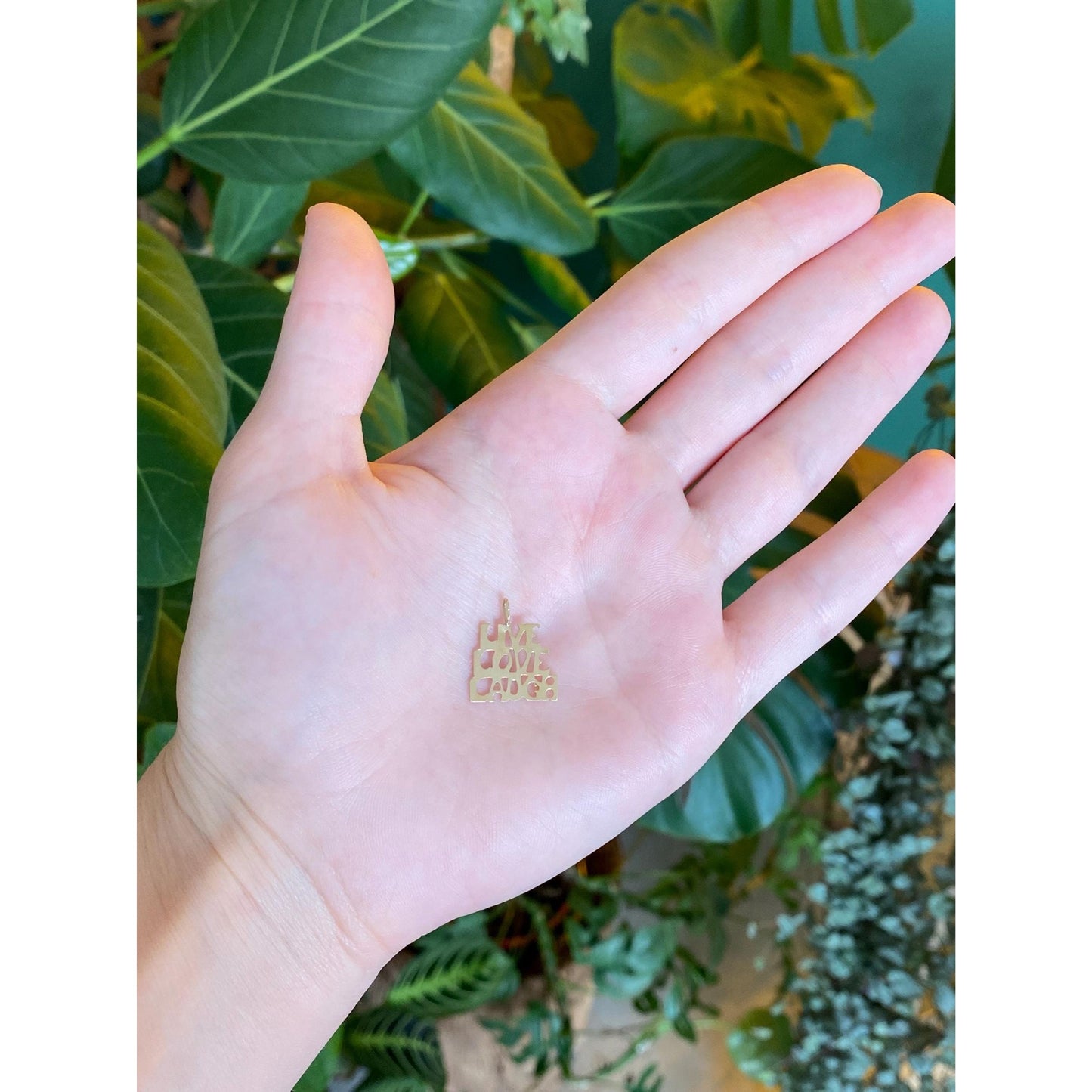 Vintage Solid 14k Yellow Gold Live Laugh Love Charm