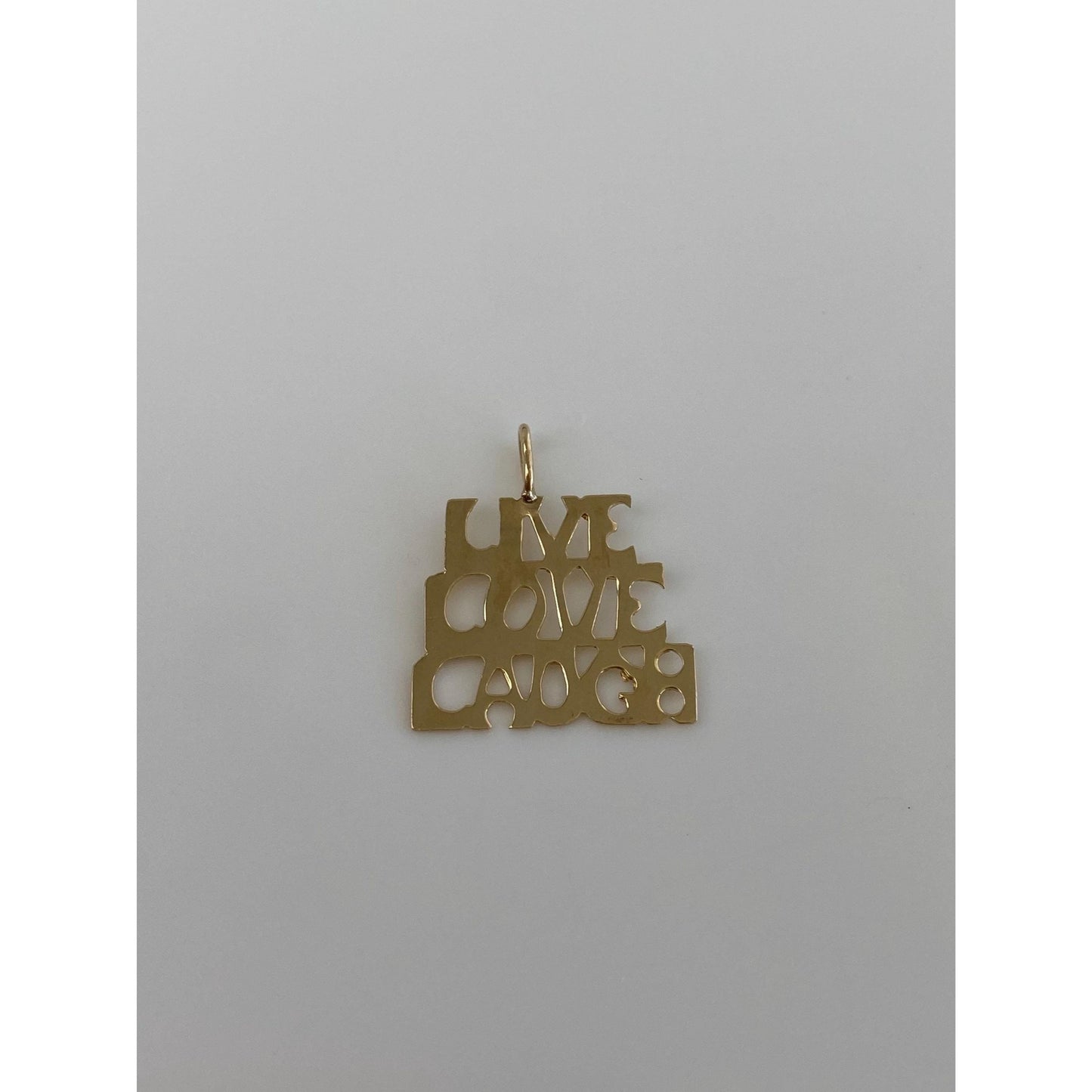Vintage Solid 14k Yellow Gold Live Laugh Love Charm