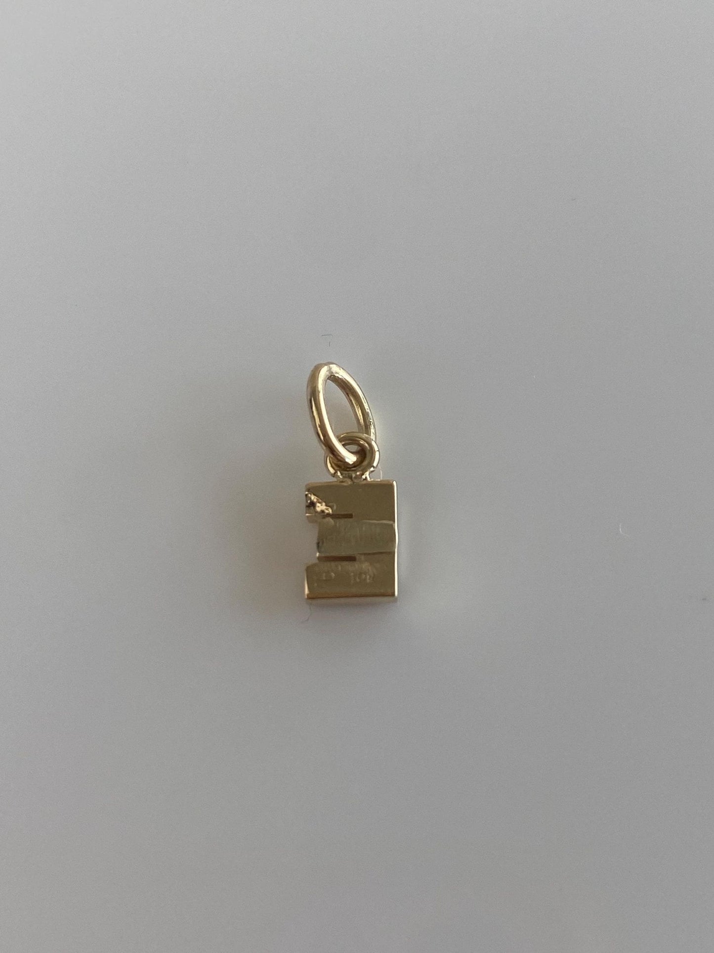 Vintage Solid 10k Yellow Gold Seed Pearls Initial 'E' Charm