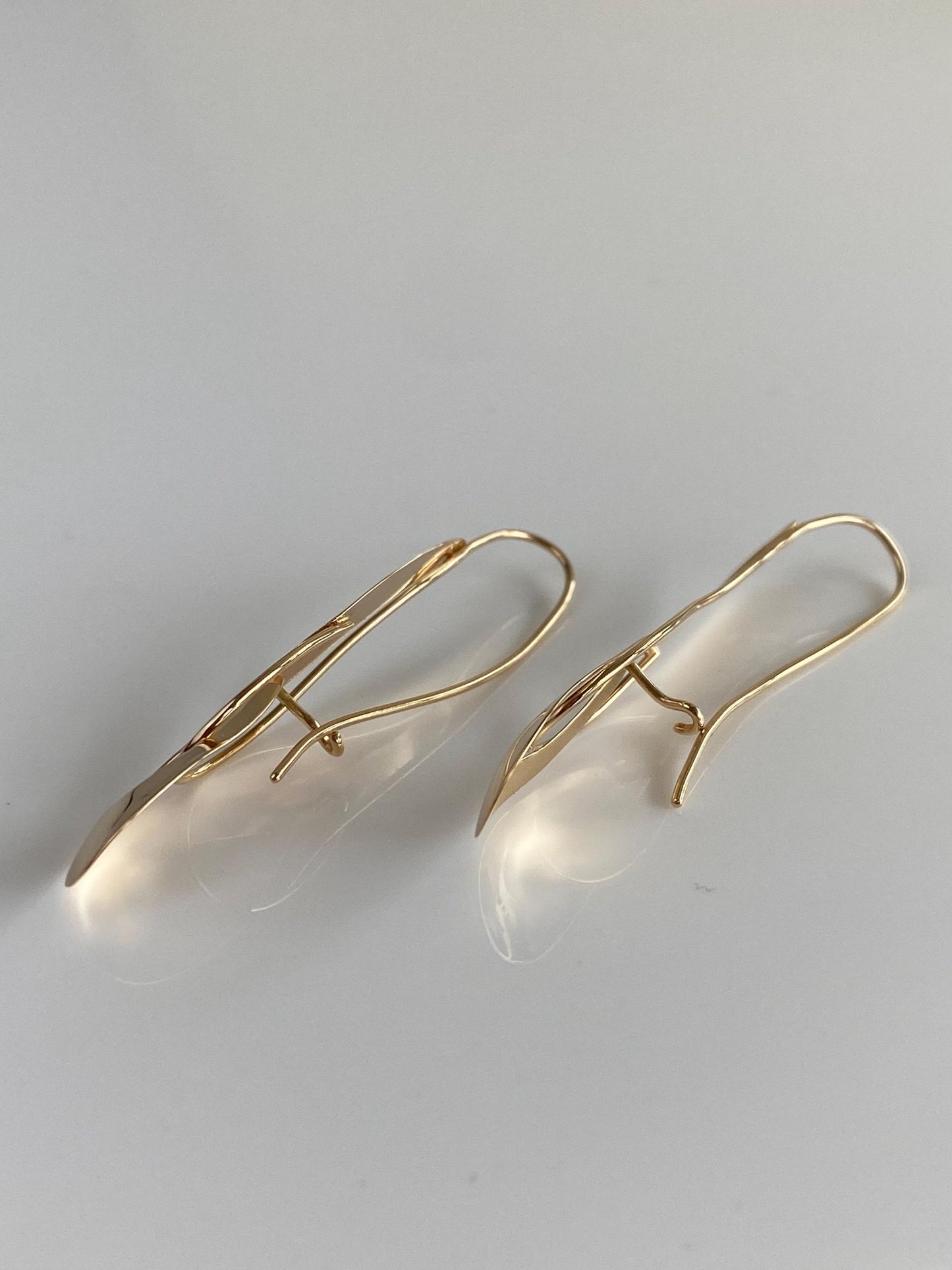 Vintage Solid 14k Yellow Gold Long Drop Earrings
