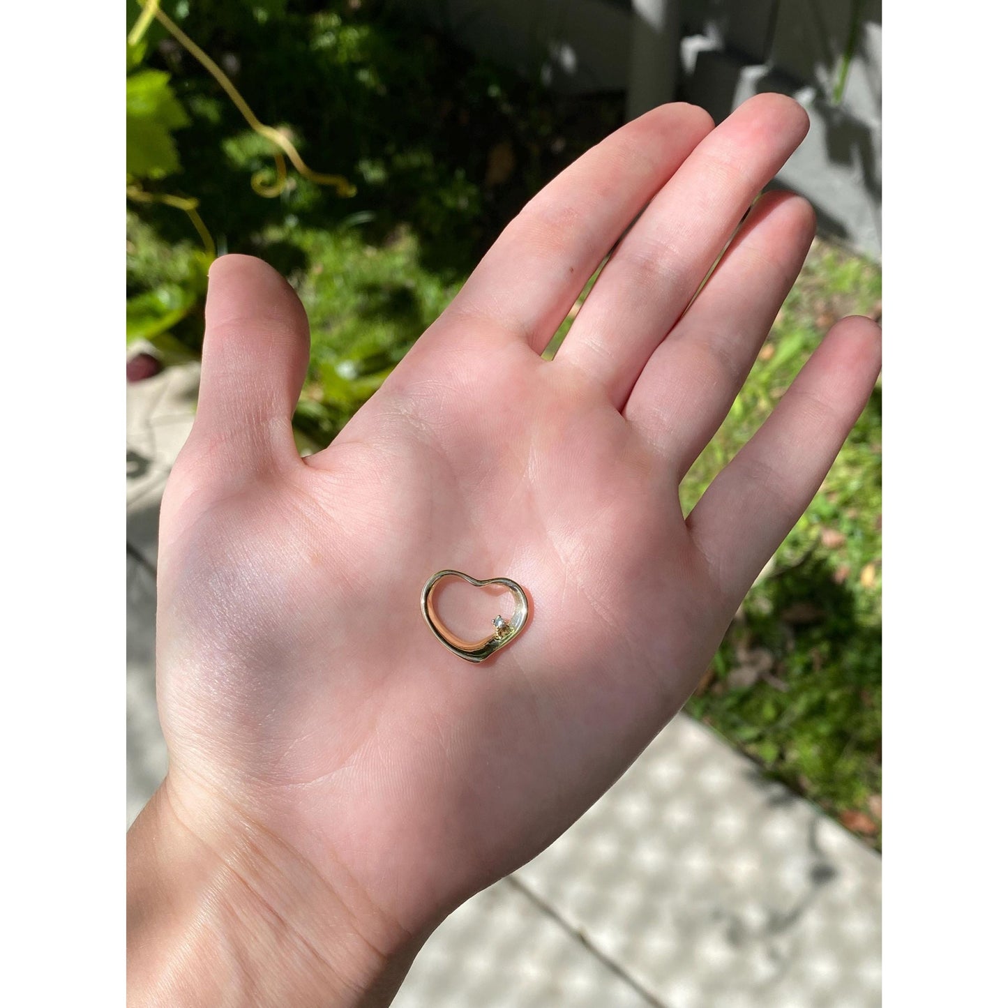 Solid 14k Yellow Gold Clear Sapphire Open Heart Charm