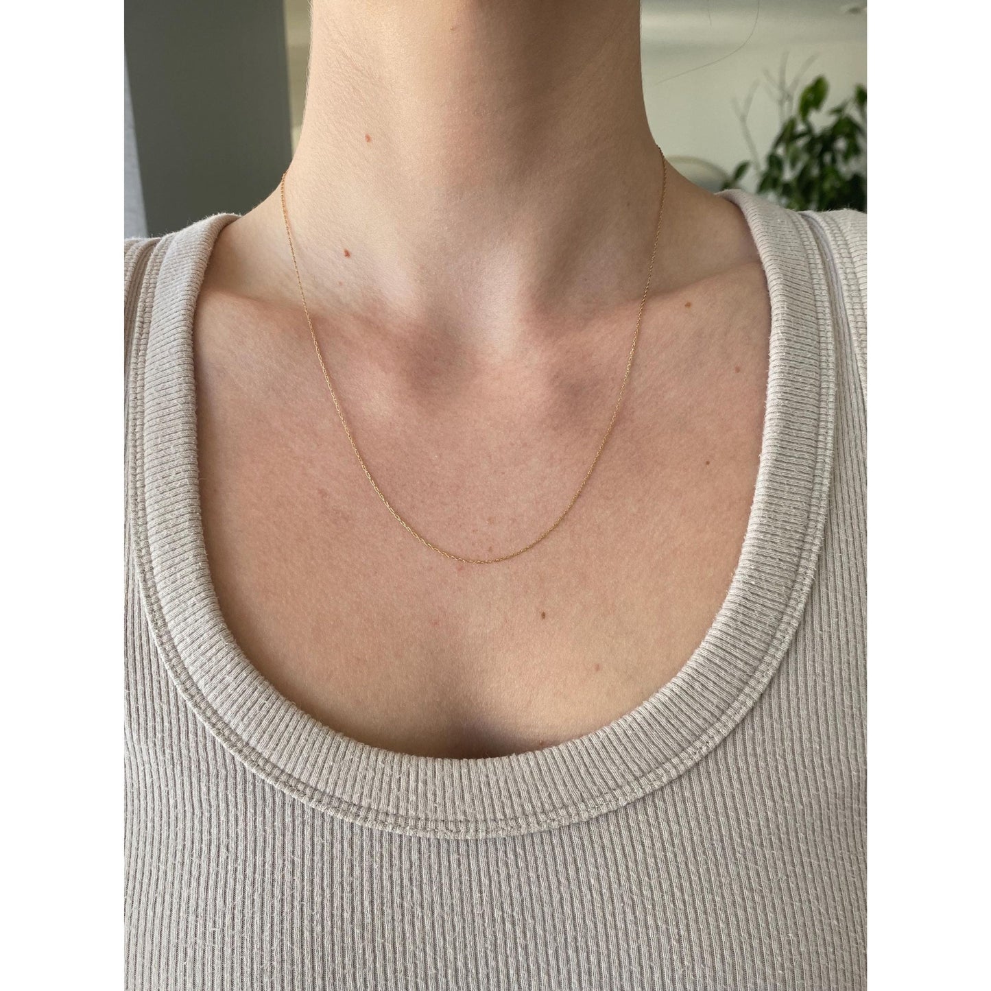 Vintage Solid 14k Yellow Gold Dainty Chain Necklace - 19.5 inches