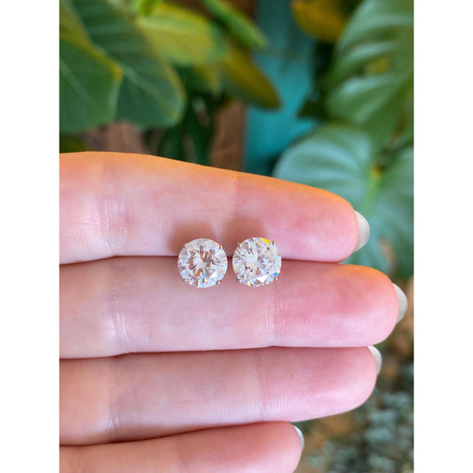 Solid 14k White Gold Clear Cubic Zirconia Stud Earrings