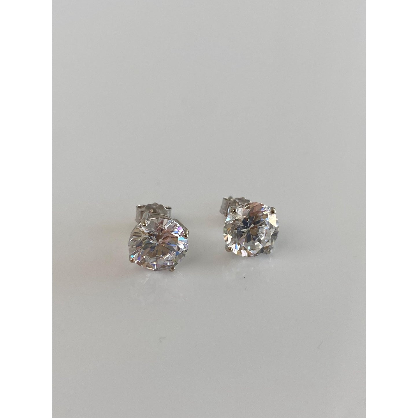 Solid 14k White Gold Clear Cubic Zirconia Stud Earrings