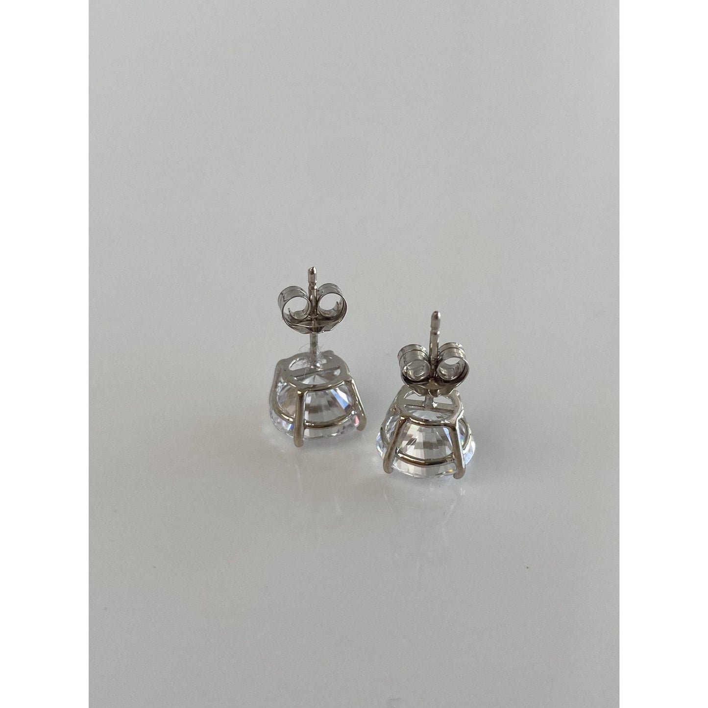 Solid 14k White Gold Clear Cubic Zirconia Stud Earrings