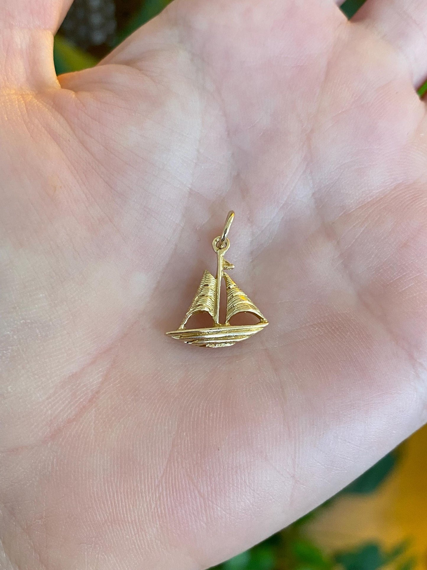 Solid 10k Yellow Gold Sailboat Charm