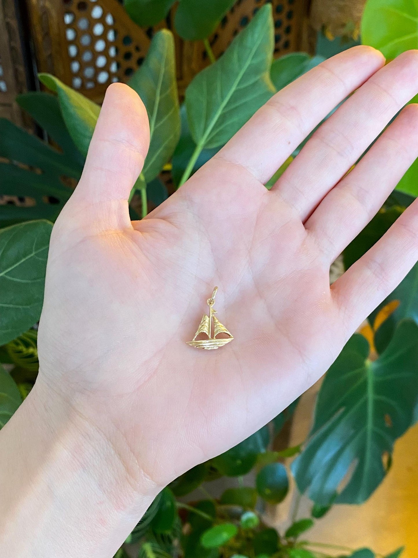 Solid 10k Yellow Gold Sailboat Charm