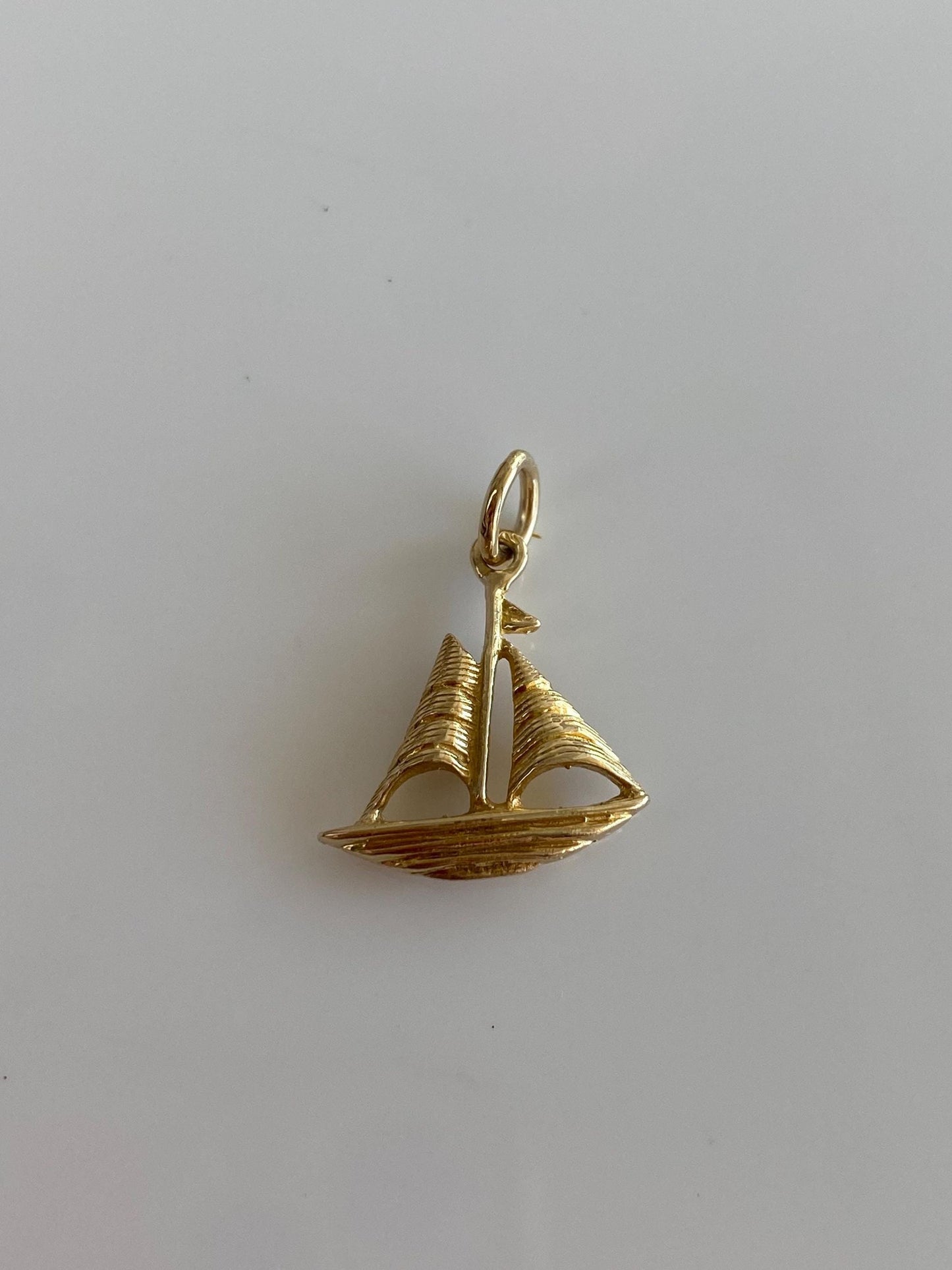 Solid 10k Yellow Gold Sailboat Charm