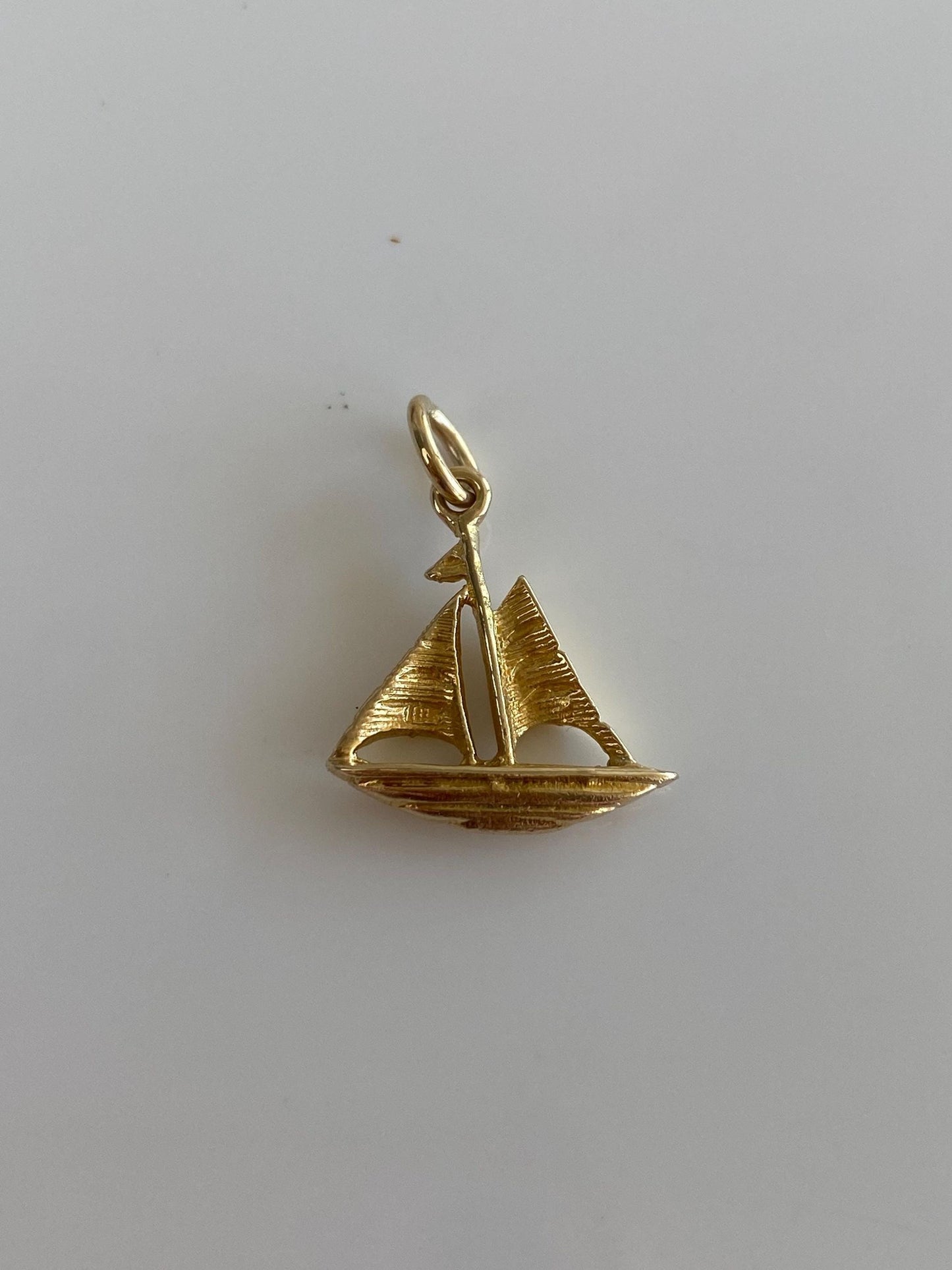 Solid 10k Yellow Gold Sailboat Charm