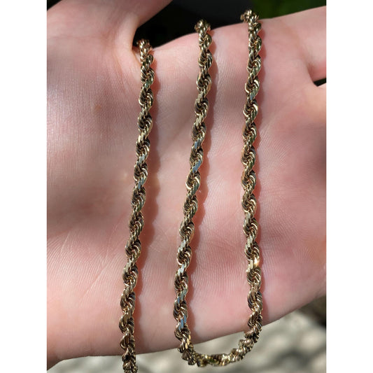 Vintage Solid 14k Yellow Gold Chunky Rope Chain Necklace - 20.5 inches