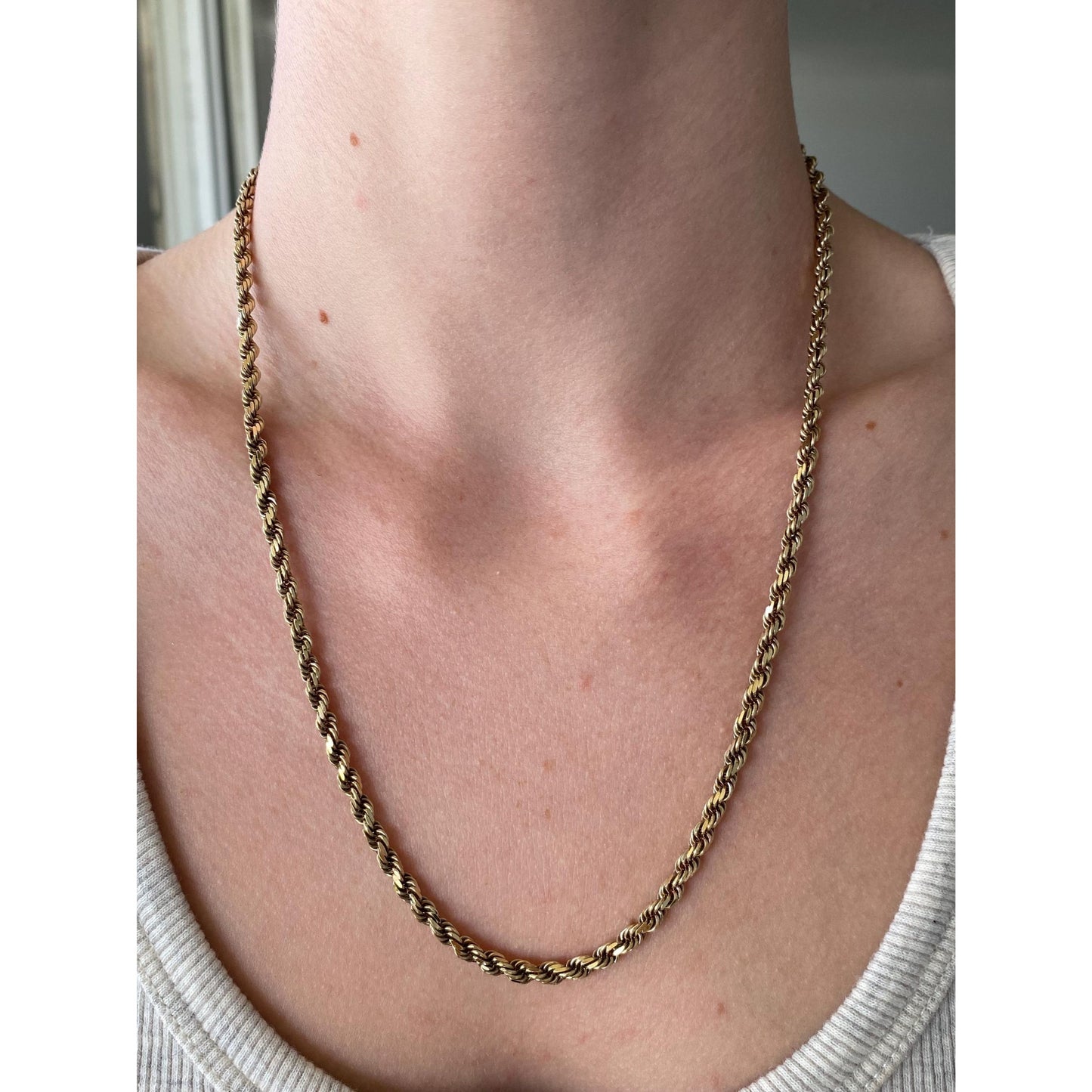 Vintage Solid 14k Yellow Gold Chunky Rope Chain Necklace - 20.5 inches