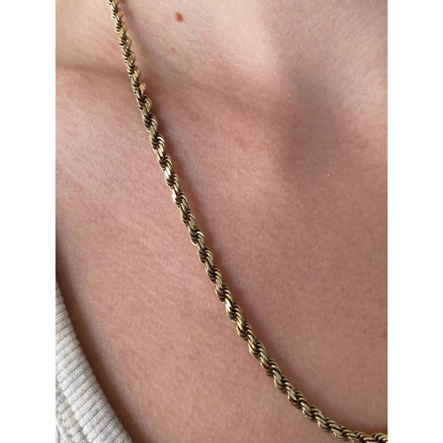 Vintage Solid 14k Yellow Gold Chunky Rope Chain Necklace - 20.5 inches
