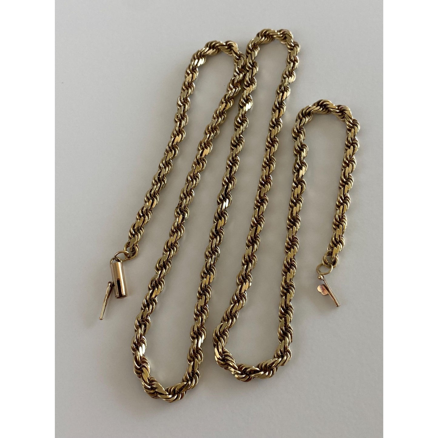 Vintage Solid 14k Yellow Gold Chunky Rope Chain Necklace - 20.5 inches