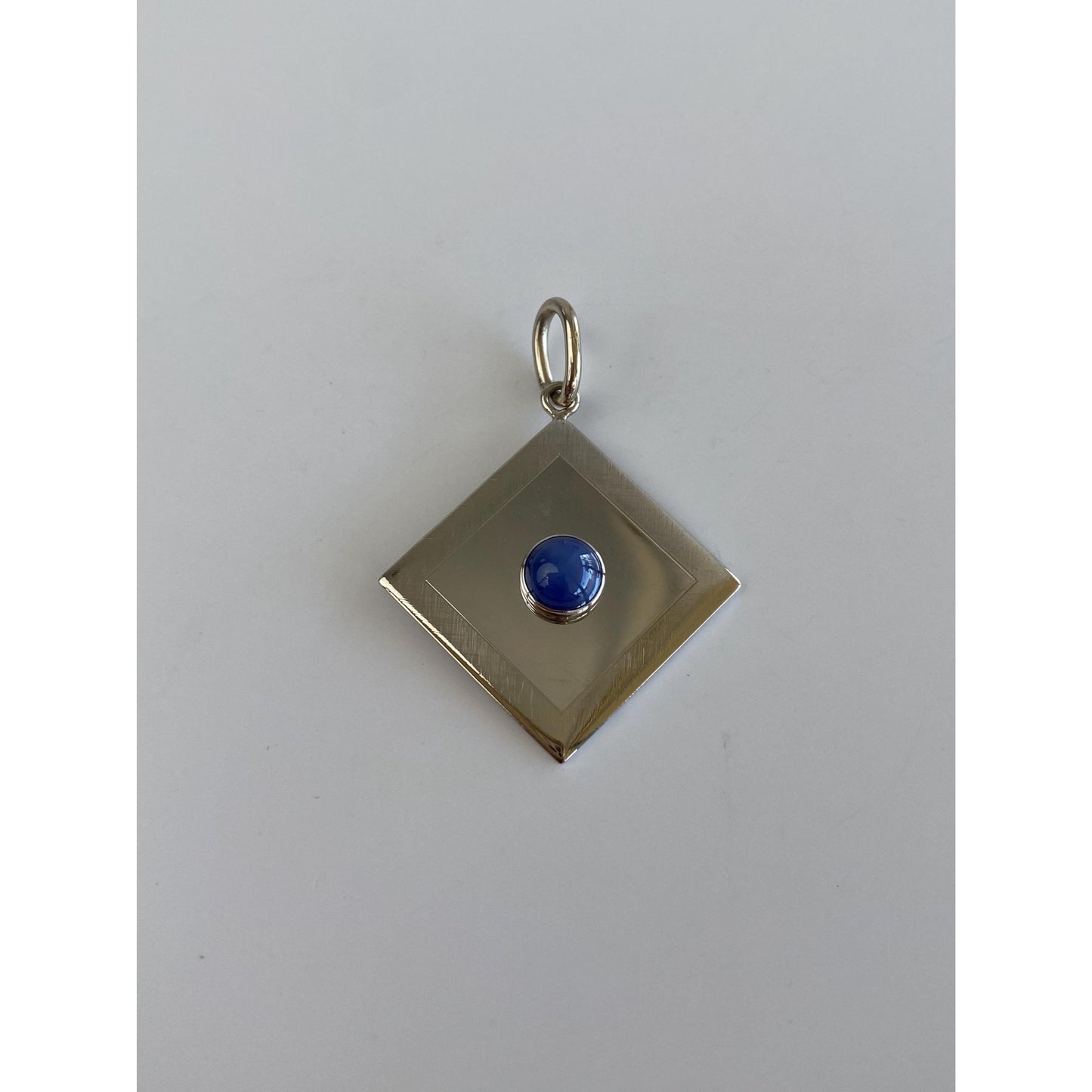 Vintage Solid 14k White Gold Blue Star Sapphire Cufflink Conversion Charm