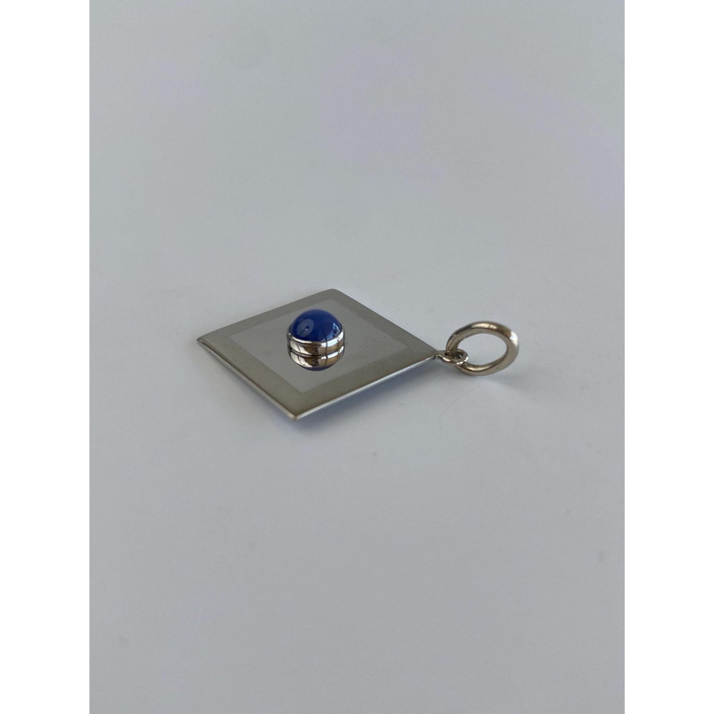 Vintage Solid 14k White Gold Blue Star Sapphire Cufflink Conversion Charm