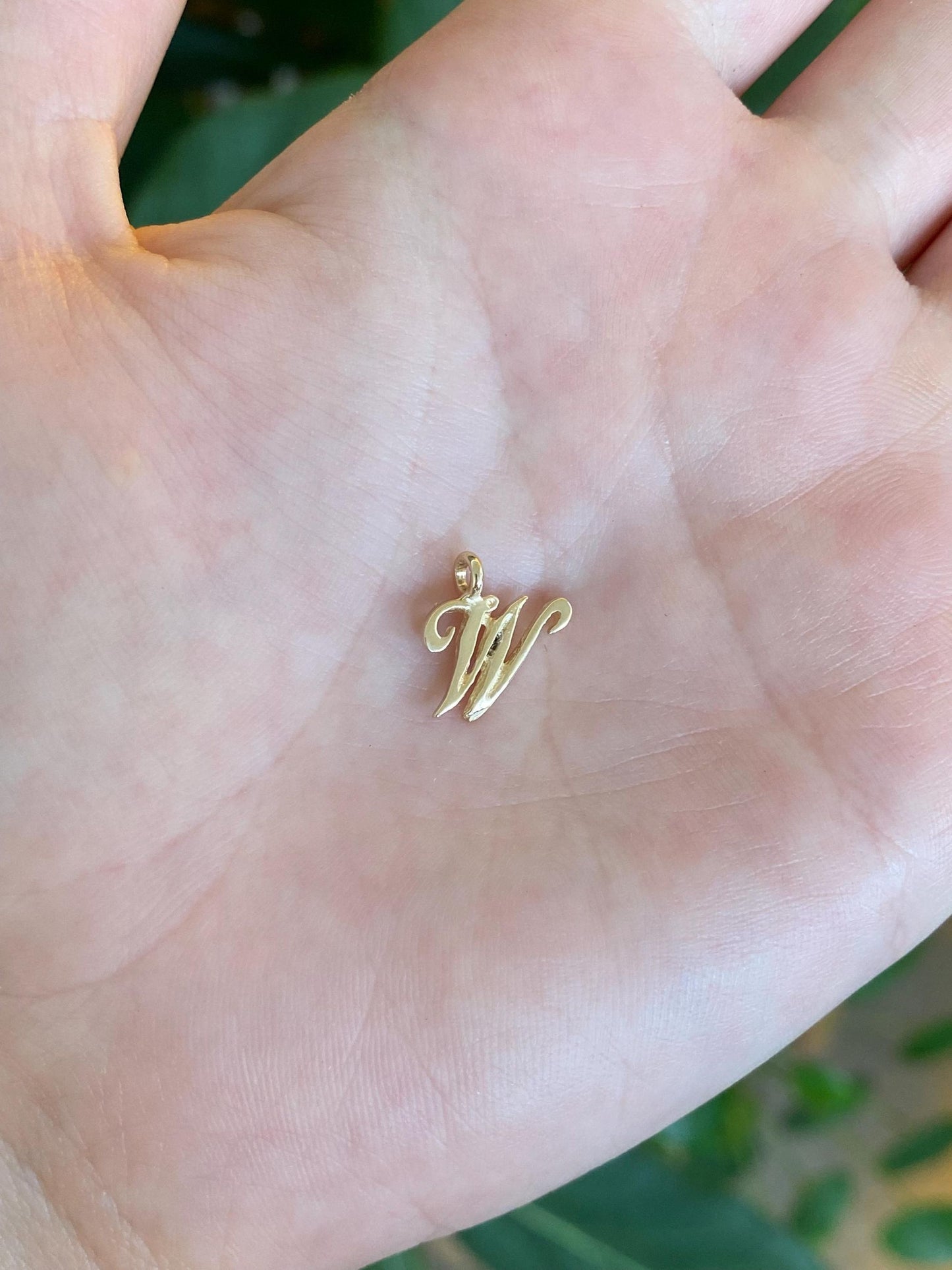 Solid 14k Yellow Gold Initial 'W' Charm