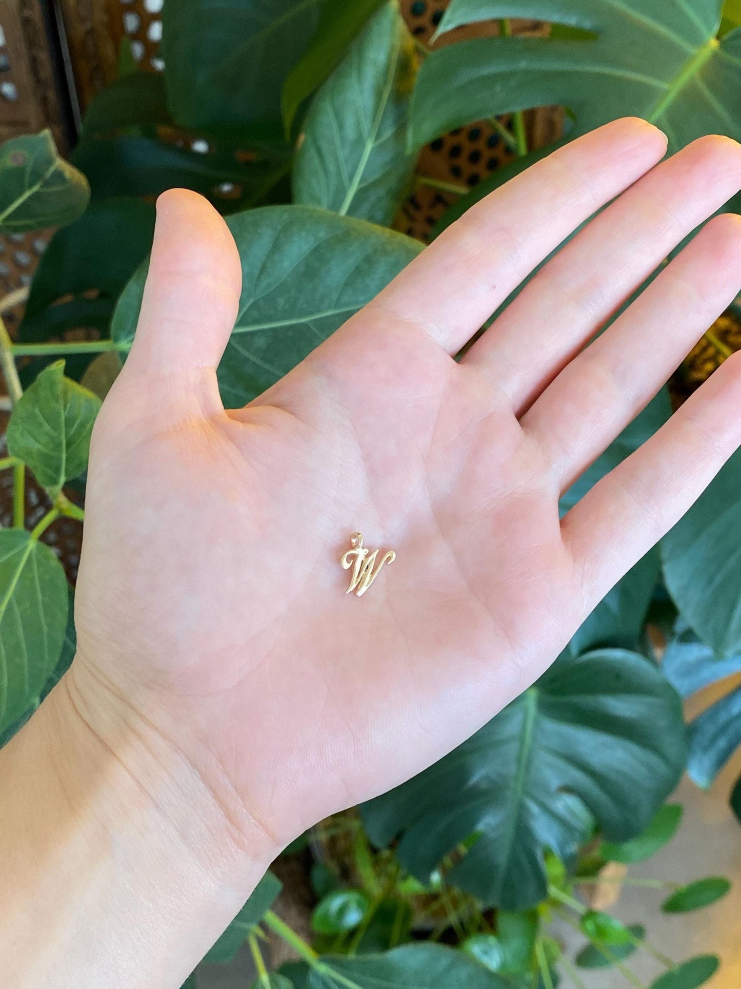 Solid 14k Yellow Gold Initial 'W' Charm