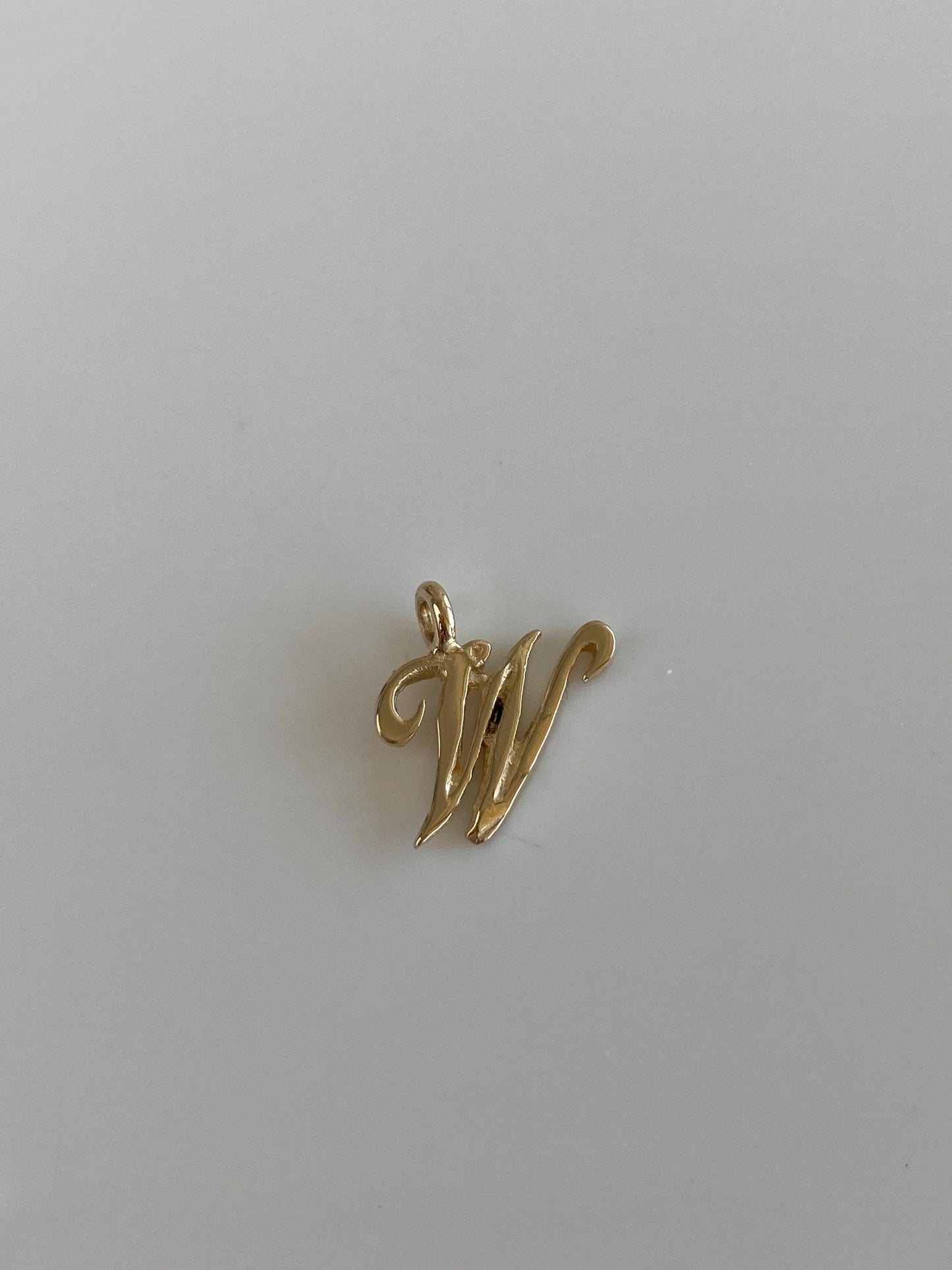 Solid 14k Yellow Gold Initial 'W' Charm
