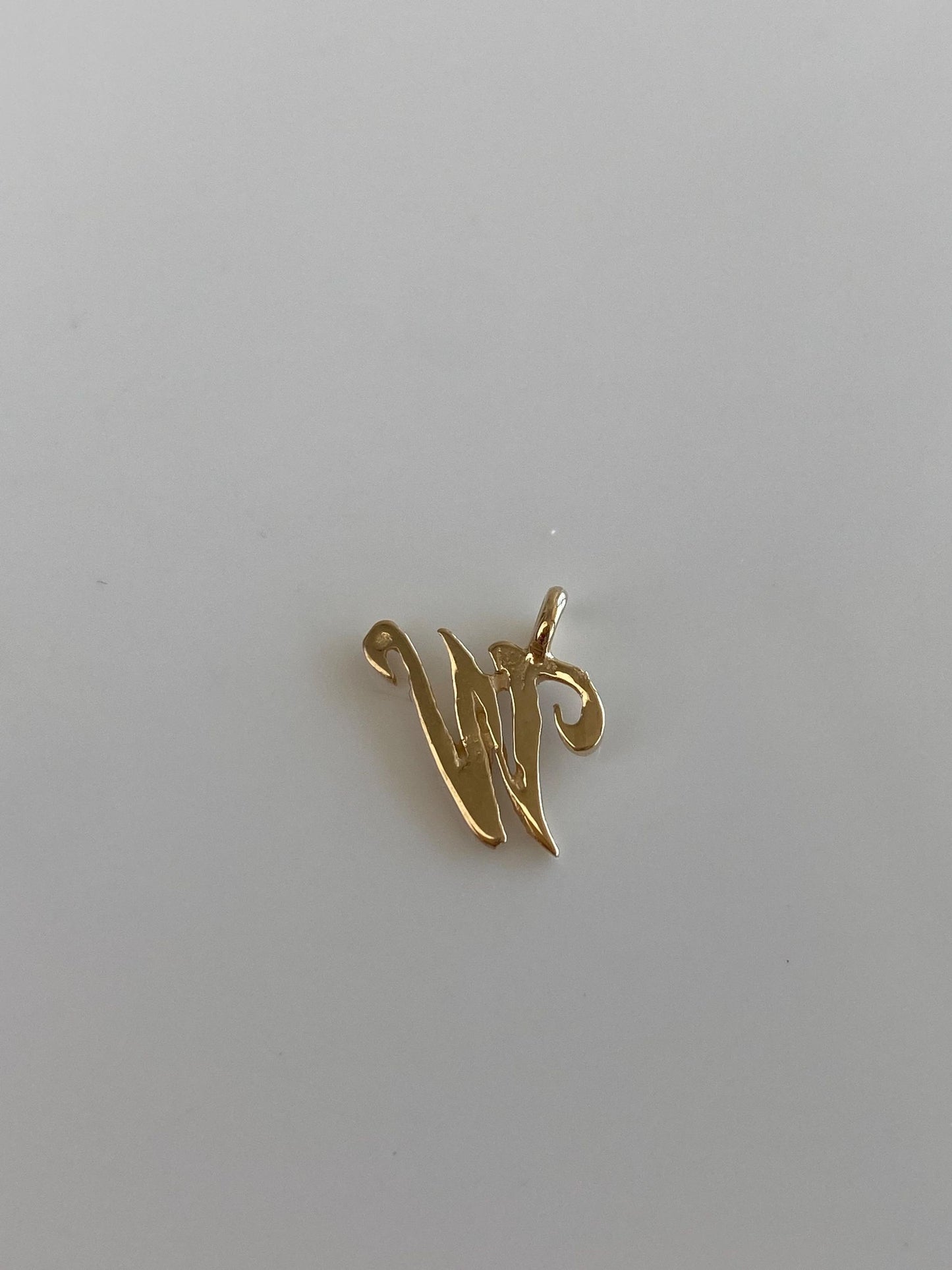 Solid 14k Yellow Gold Initial 'W' Charm