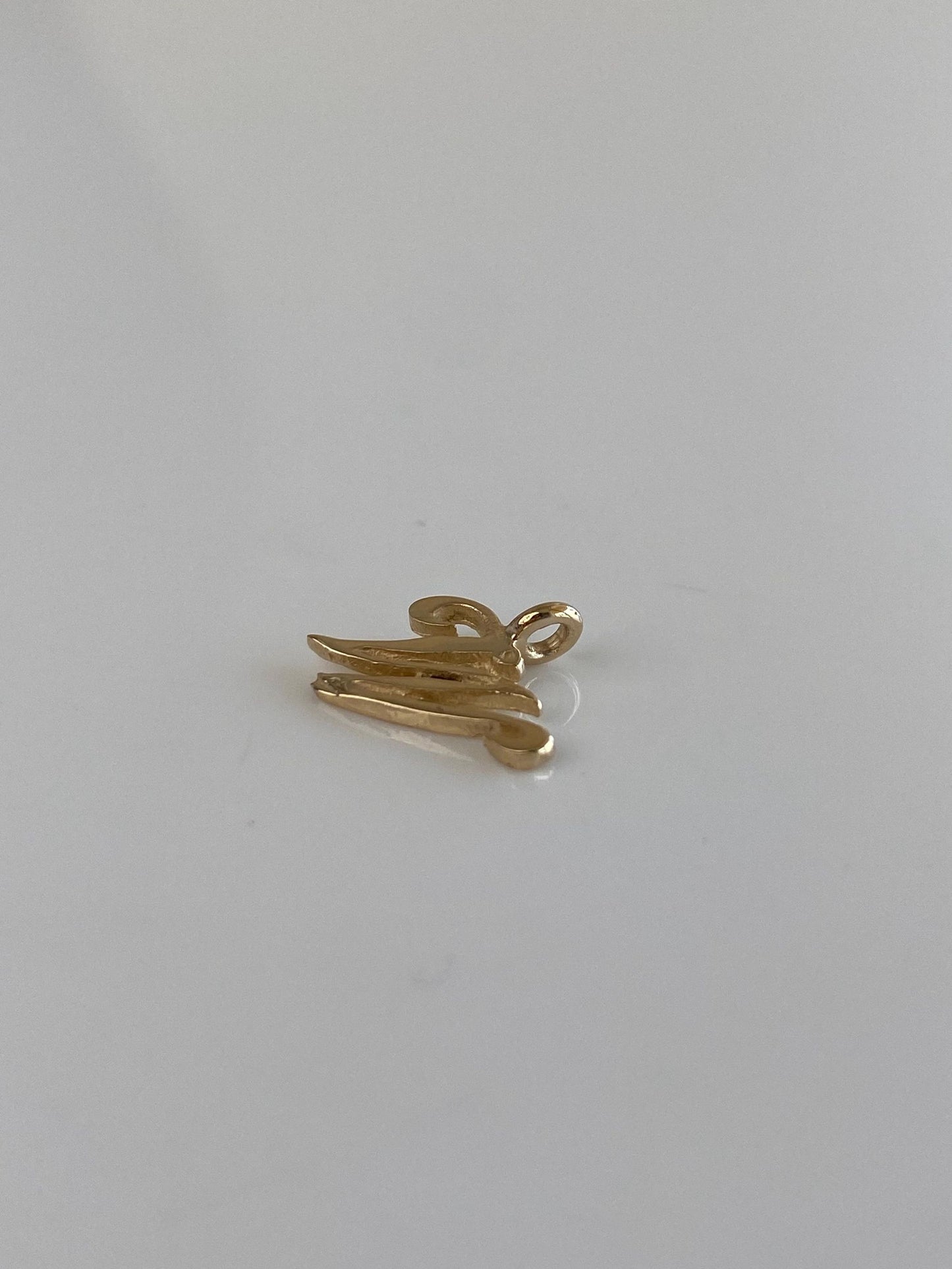 Solid 14k Yellow Gold Initial 'W' Charm