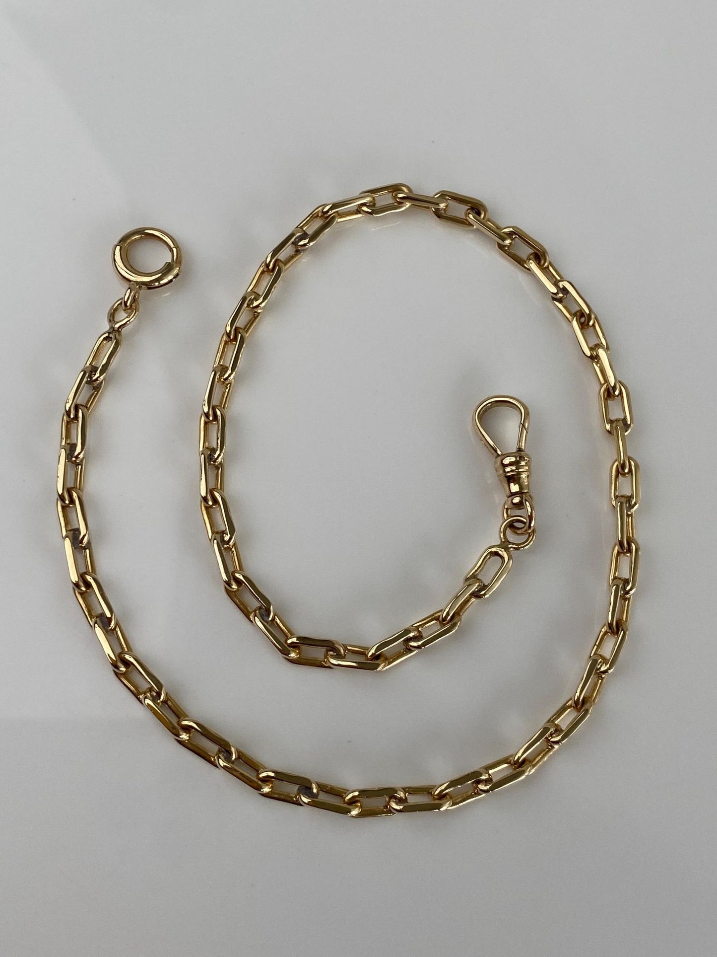 Vintage Solid 14k Yellow Gold Biker Link Pocket Watch Chain - 13.5 inches