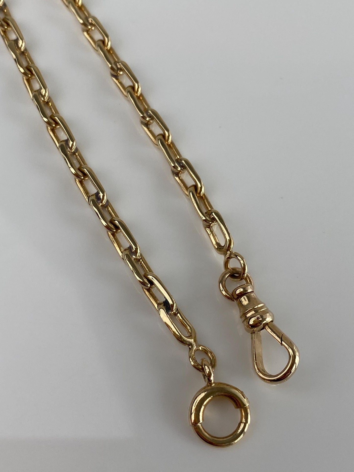 Vintage Solid 14k Yellow Gold Biker Link Pocket Watch Chain - 13.5 inches