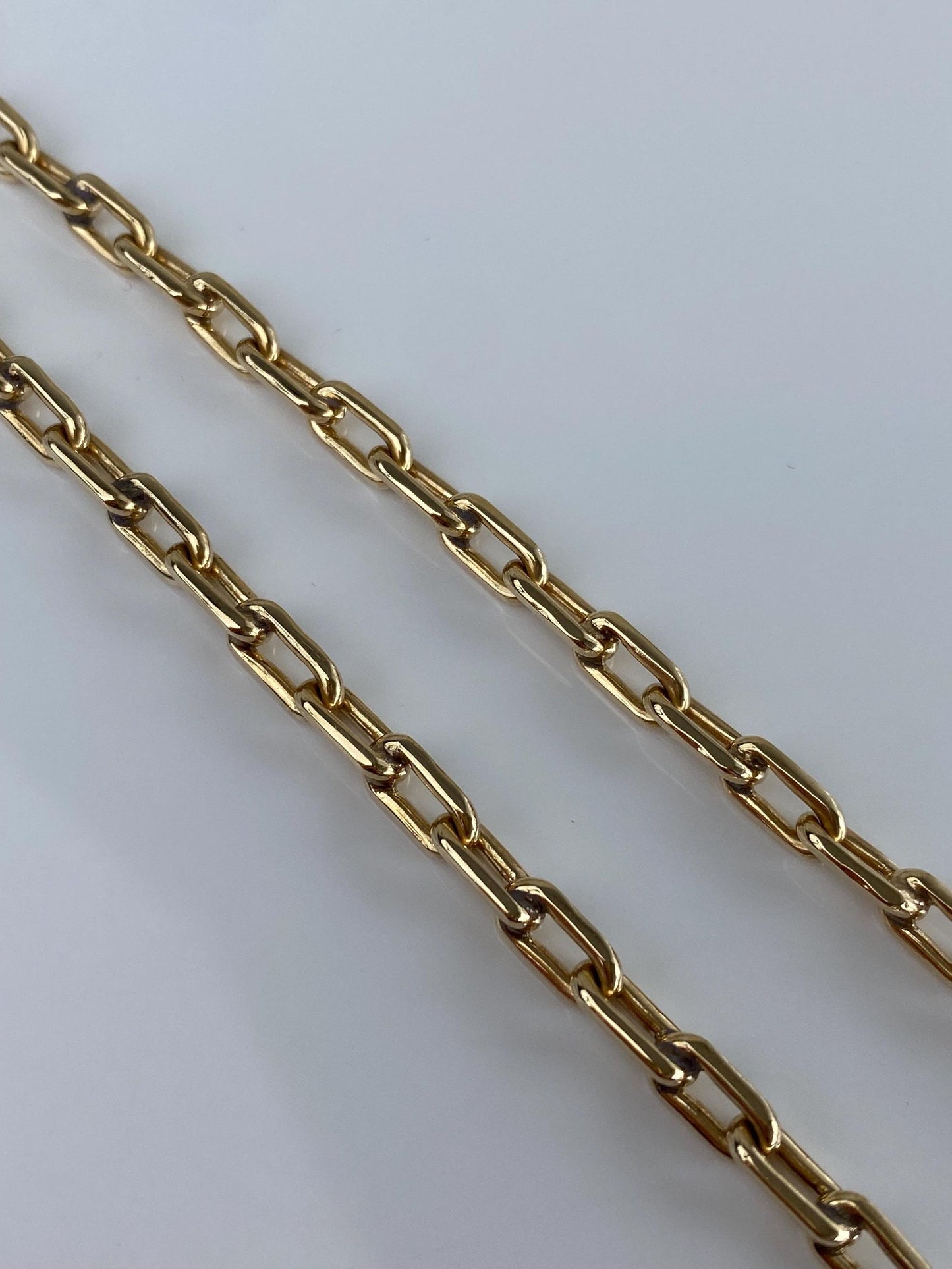 Vintage Solid 14k Yellow Gold Biker Link Pocket Watch Chain - 13.5 inches