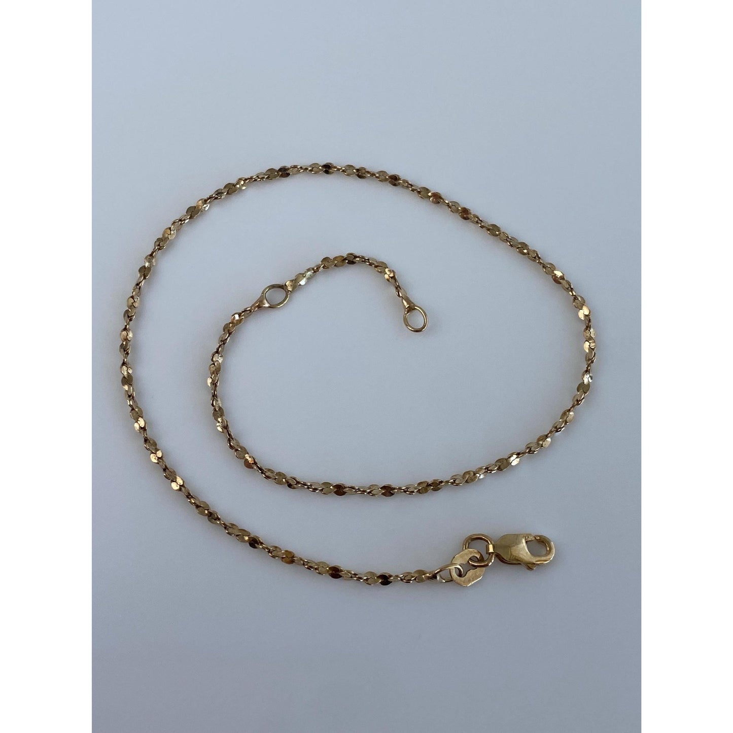Vintage Solid 10k Yellow Gold Twist Chain Bracelet Anklet - 10 inches