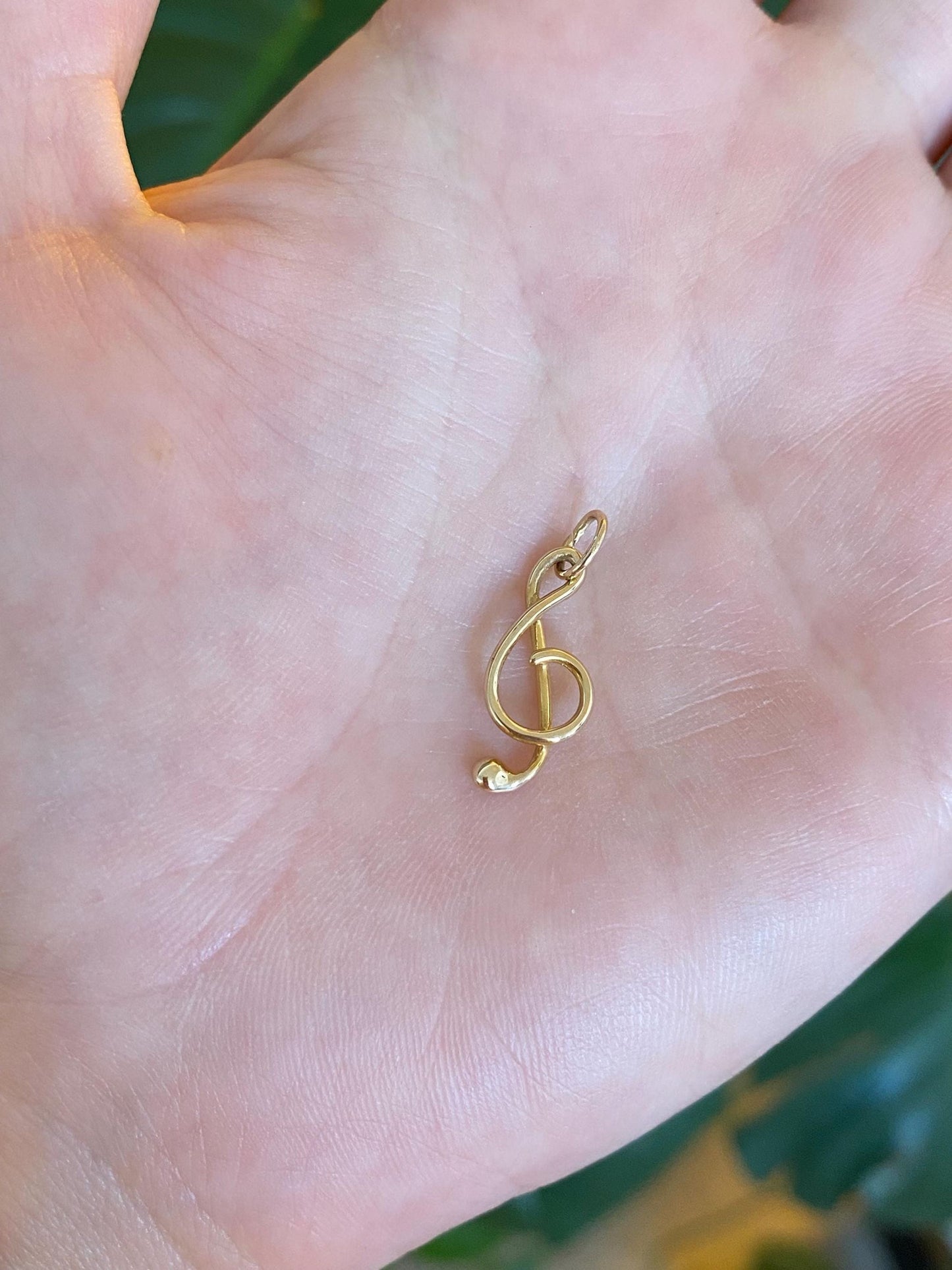 Vintage Solid 14k Yellow Gold Music Symbol Charm