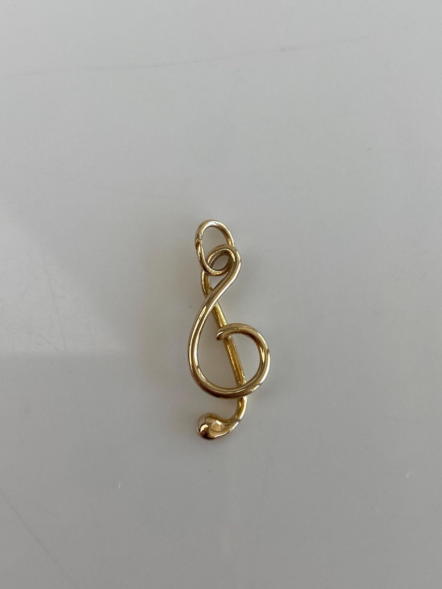 Vintage Solid 14k Yellow Gold Music Symbol Charm