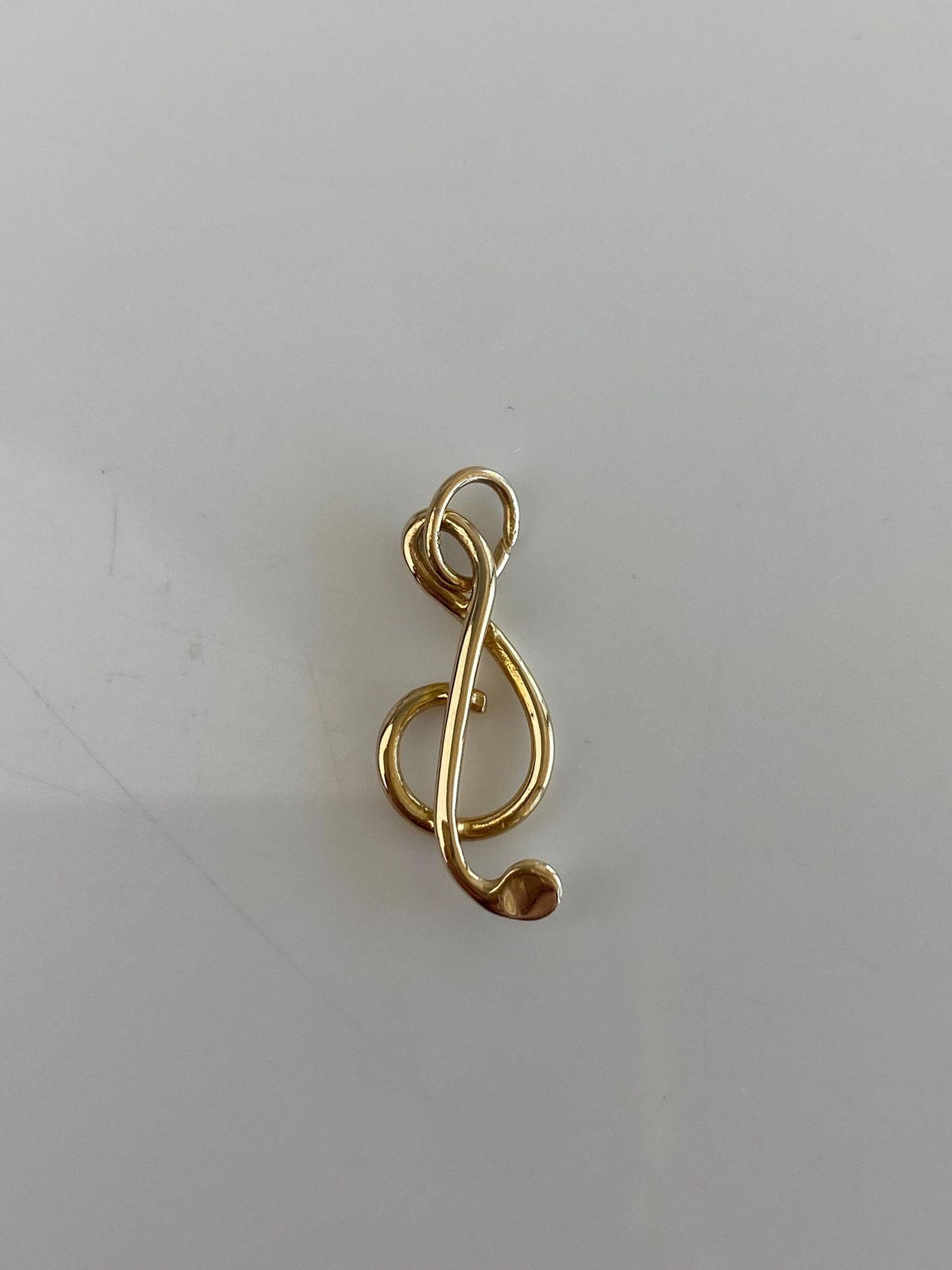 Vintage Solid 14k Yellow Gold Music Symbol Charm