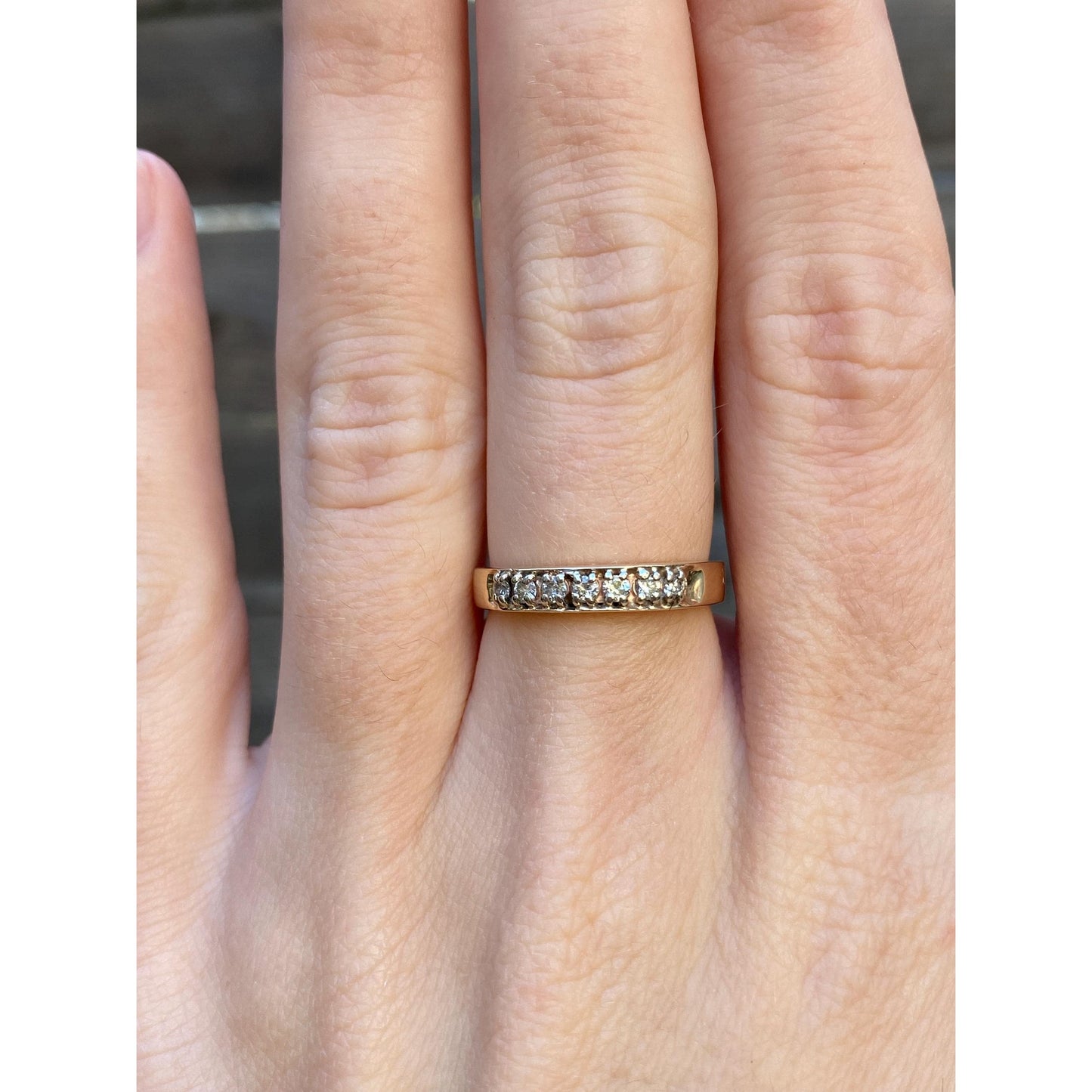 Vintage Solid 10k Yellow Gold Diamond Ring Band - Size 6