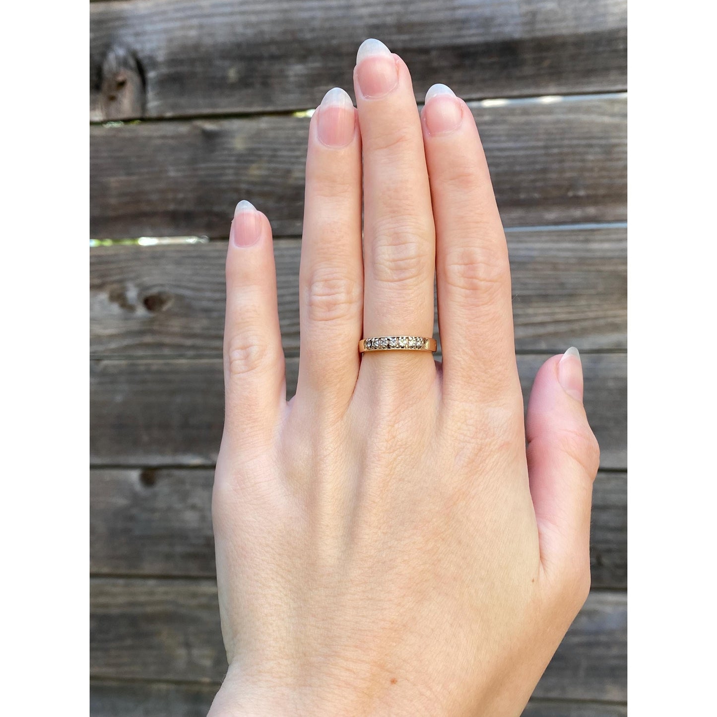 Vintage Solid 10k Yellow Gold Diamond Ring Band - Size 6