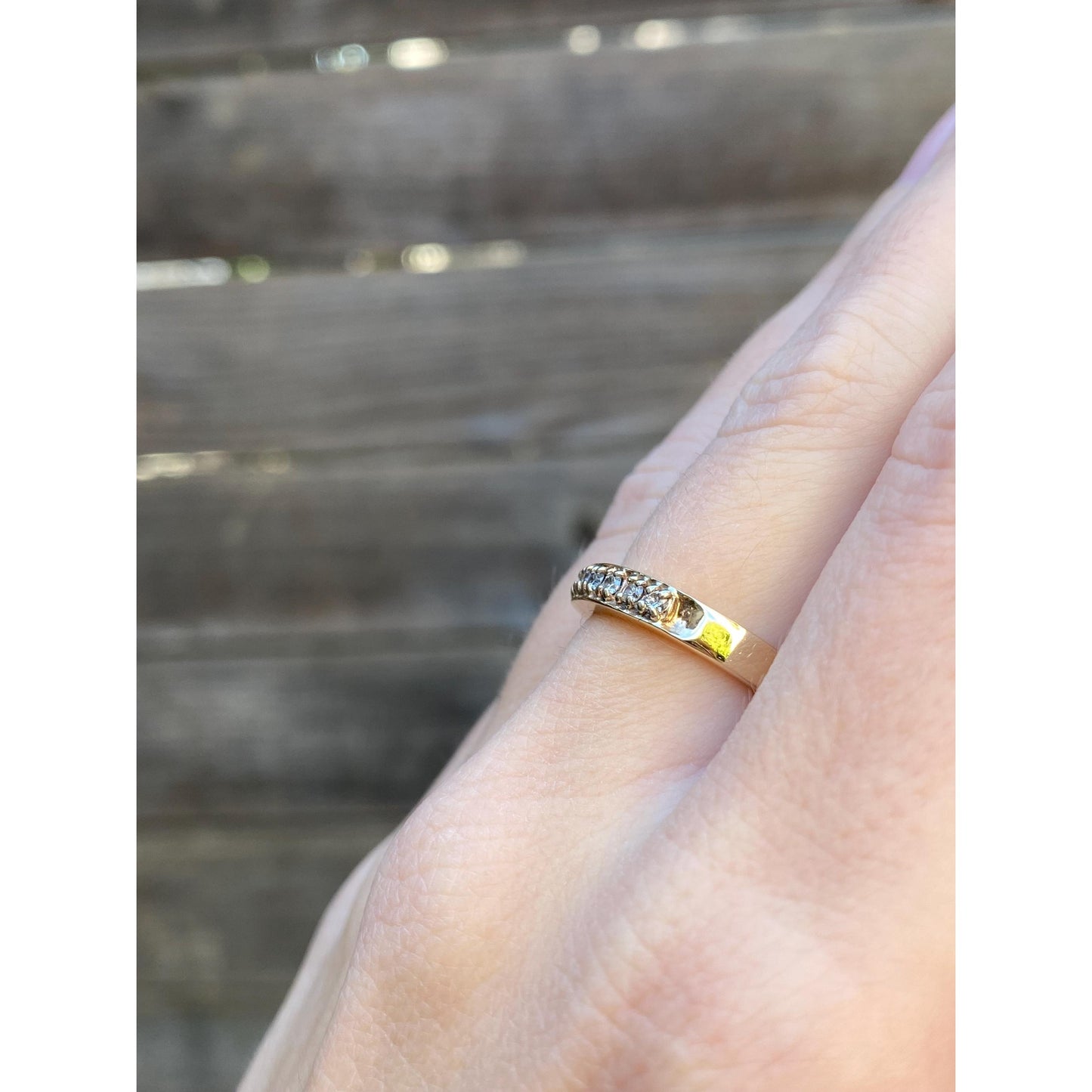 Vintage Solid 10k Yellow Gold Diamond Ring Band - Size 6