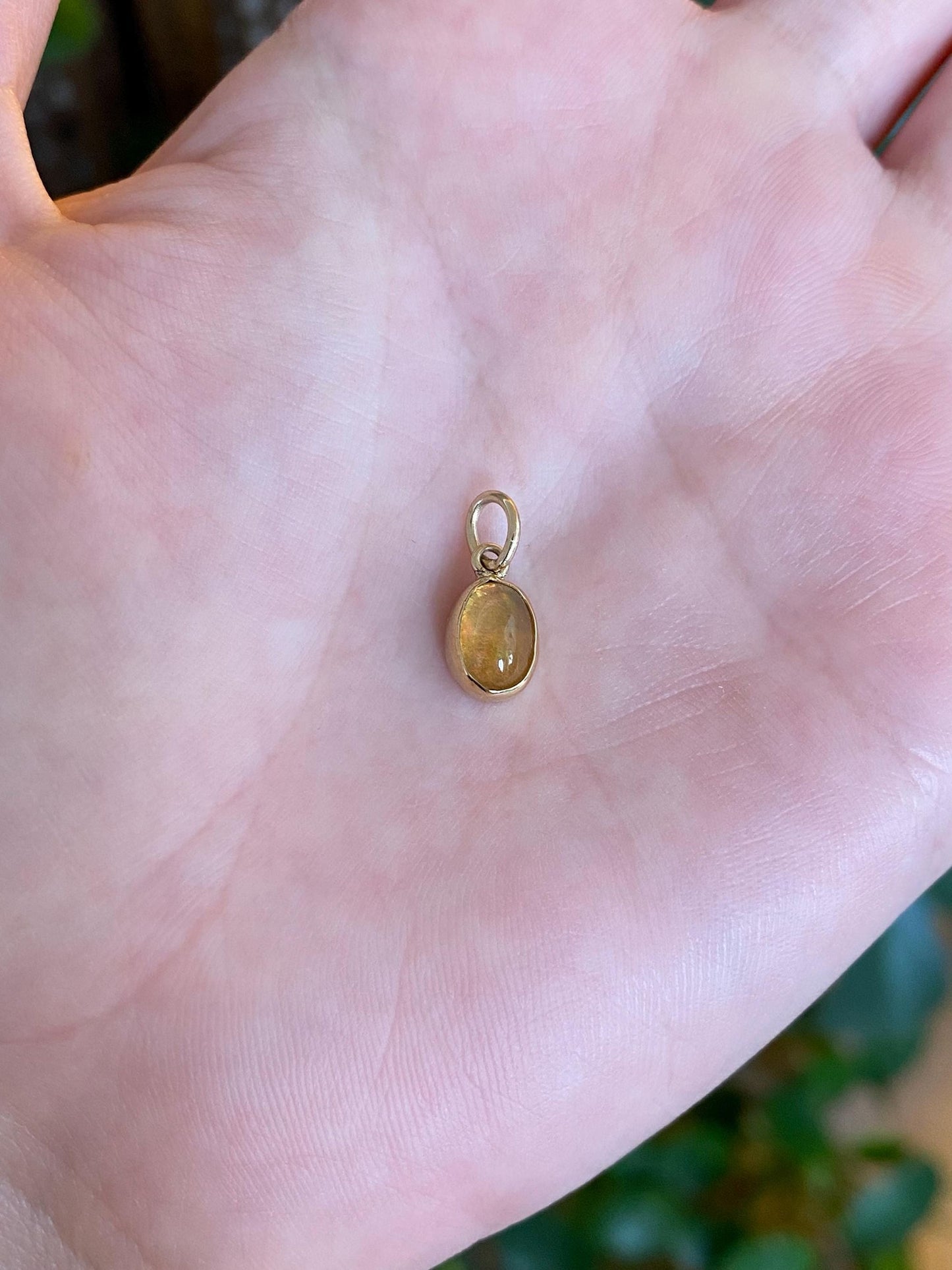 Vintage Solid 14k Yellow Gold Fire Opal Charm