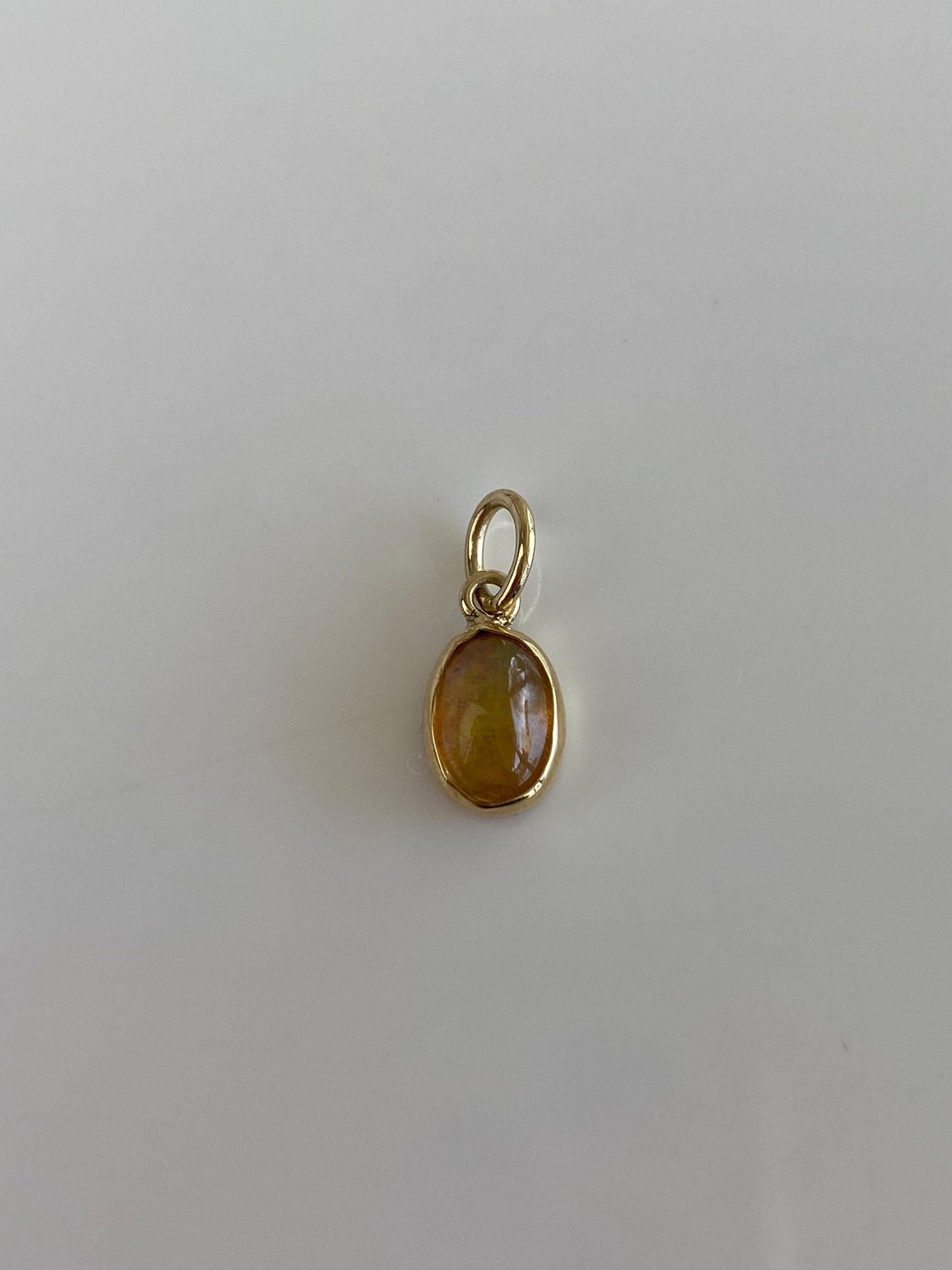 Vintage Solid 14k Yellow Gold Fire Opal Charm