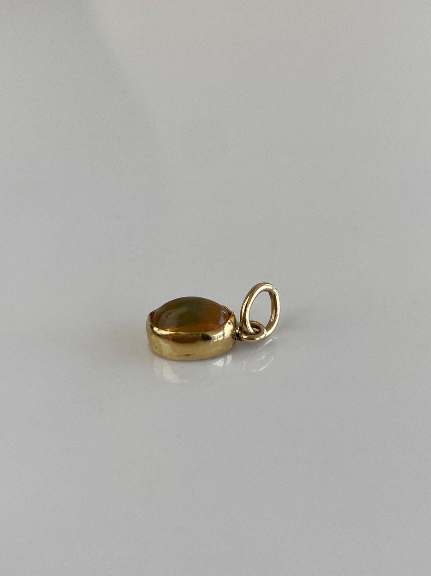 Vintage Solid 14k Yellow Gold Fire Opal Charm
